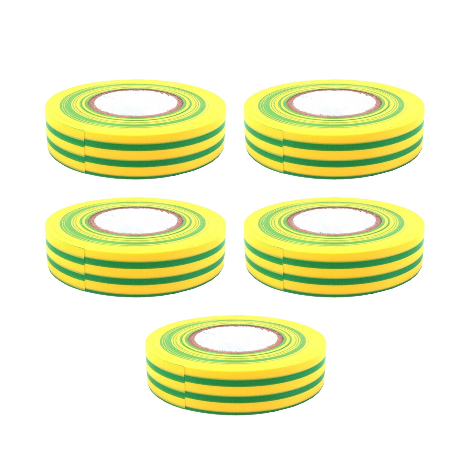 5 x PVC Insulation Electrical Tape Flame Retardent Green & Yellow