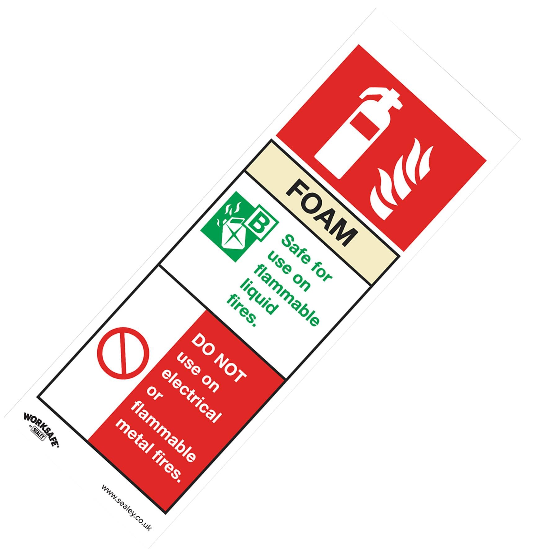 Sealey Safety Sign - Foam Fire Ext. - Self-Adhes. - Pack of 10
