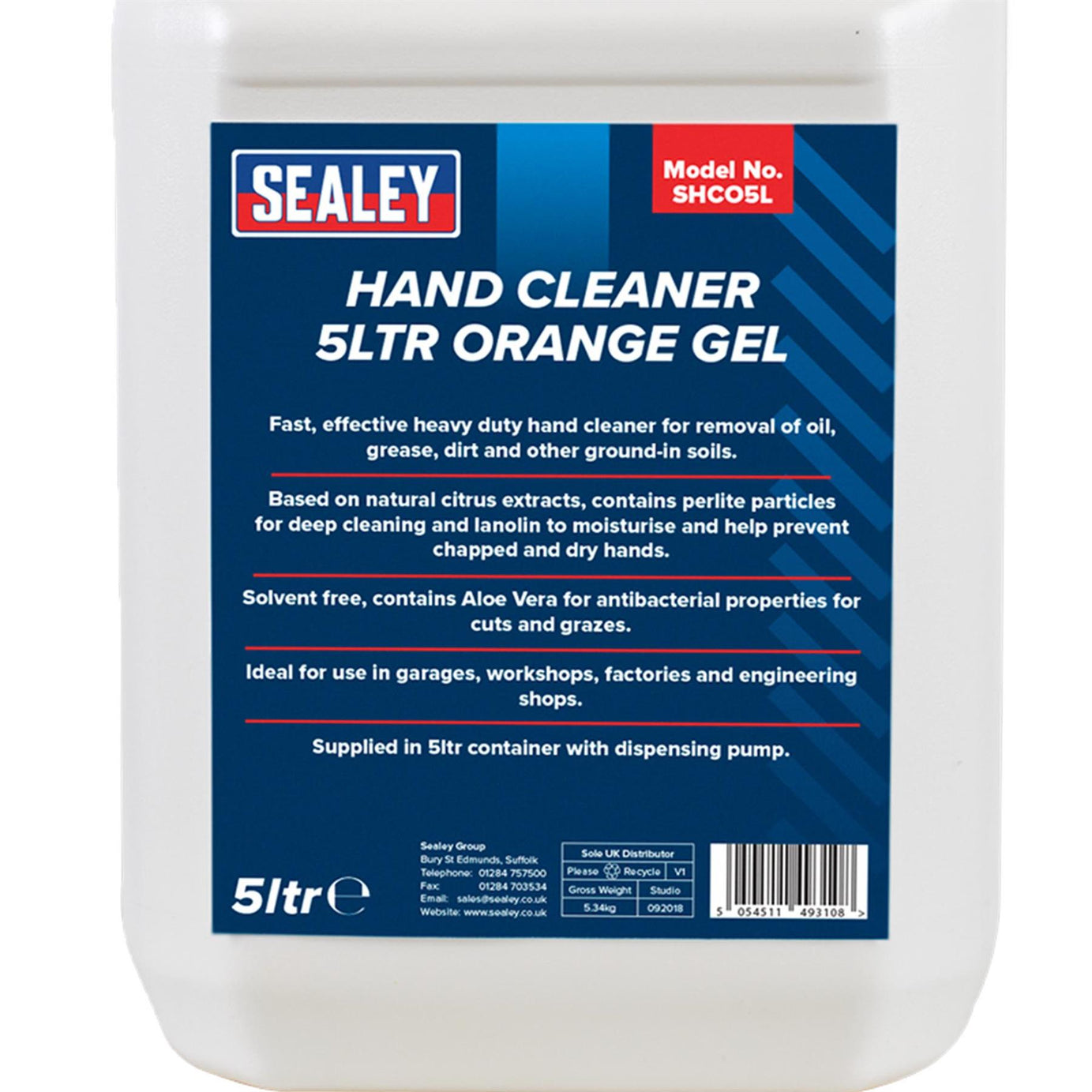 Sealey Hand Cleaner 5L Orange Gel