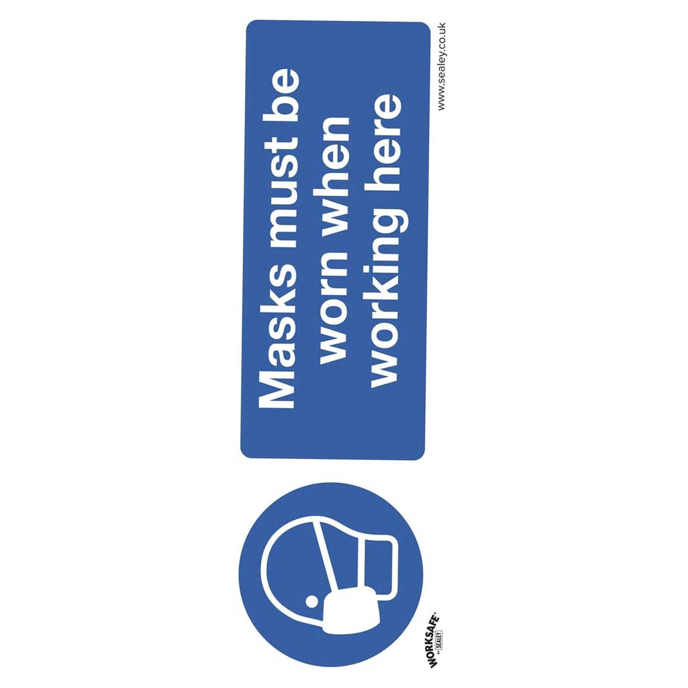 Sealey Mandatory Safety Sign - Masks Must Be Worn - Self-Adhesive Vinyl - Pack of 10