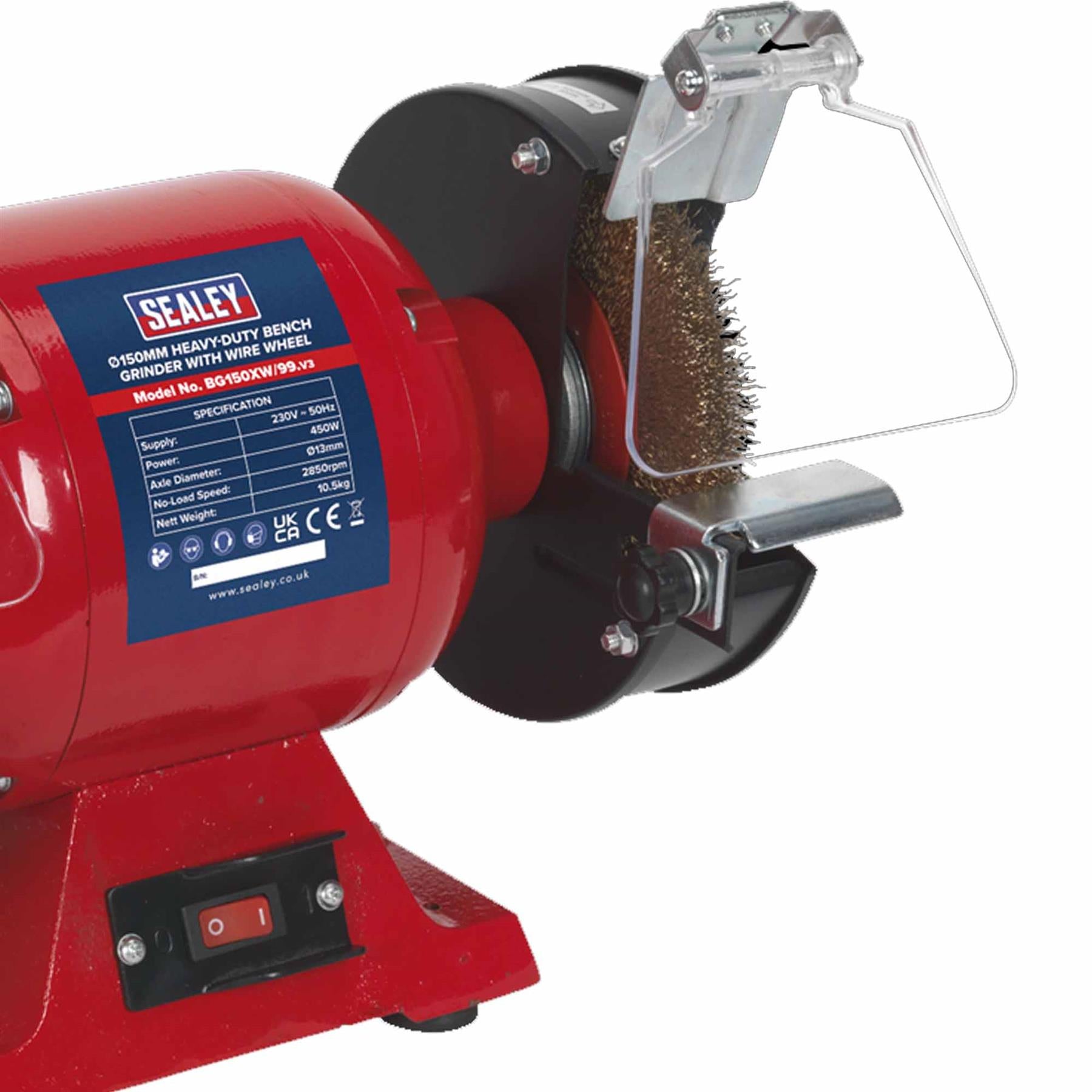 Sealey Bench Grinder Ø150mm with Wire Wheel 450W/230V Heavy-Duty