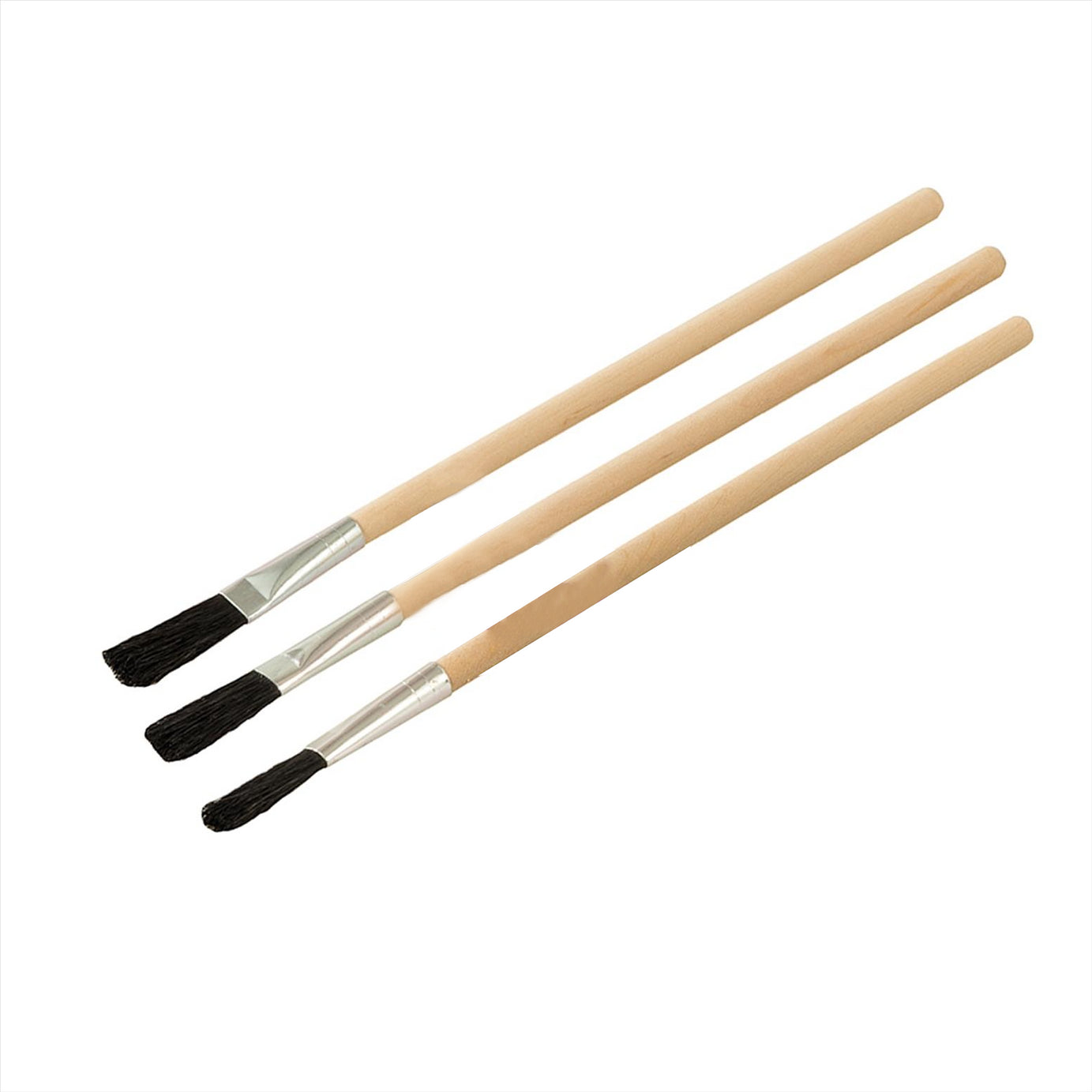 Flux Brushes 3pk Wooden Handle Durable Aluminium Ferrules Wooden Handle