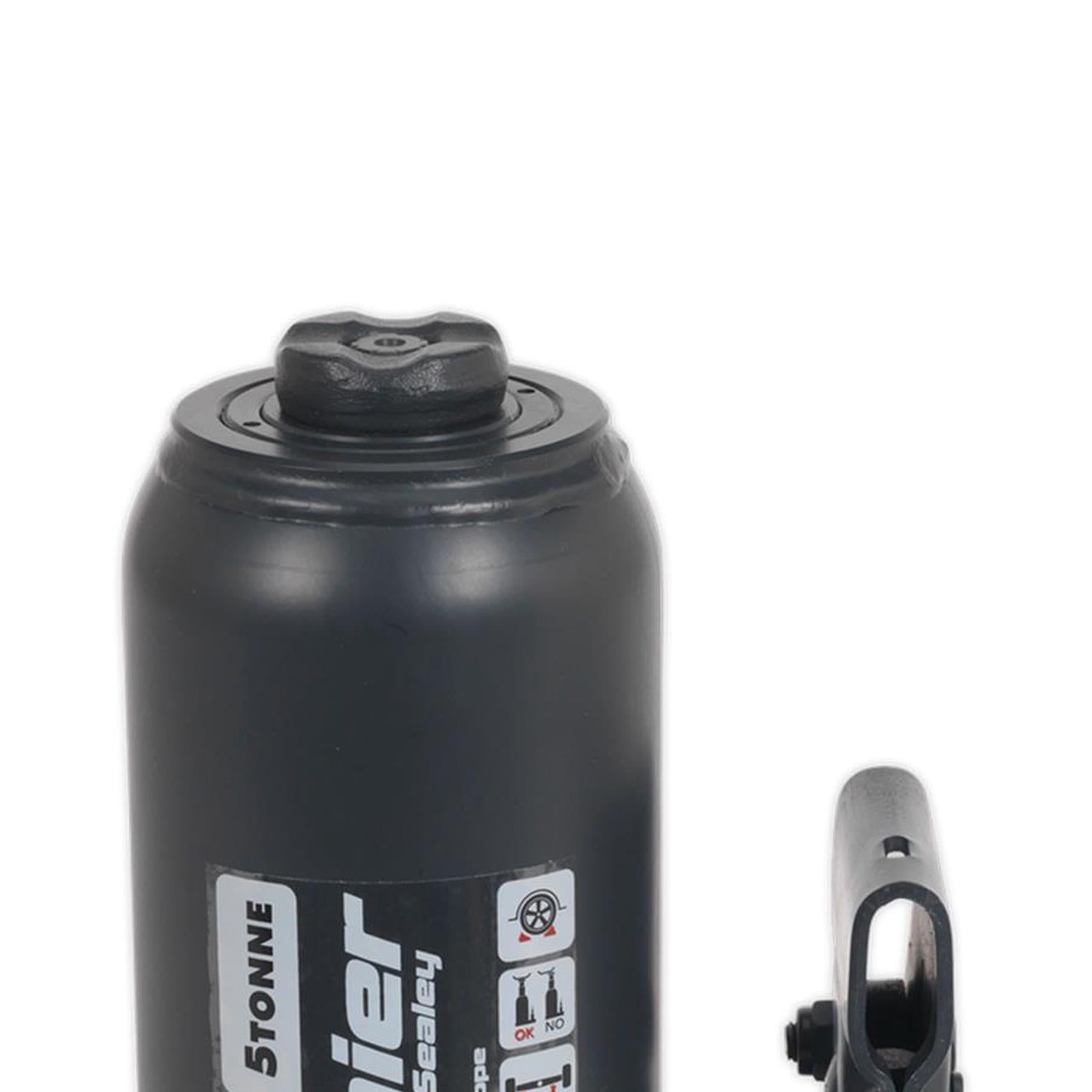 Sealey Premier Telescopic Bottle Jack 5tonne Safety Overload Valve
