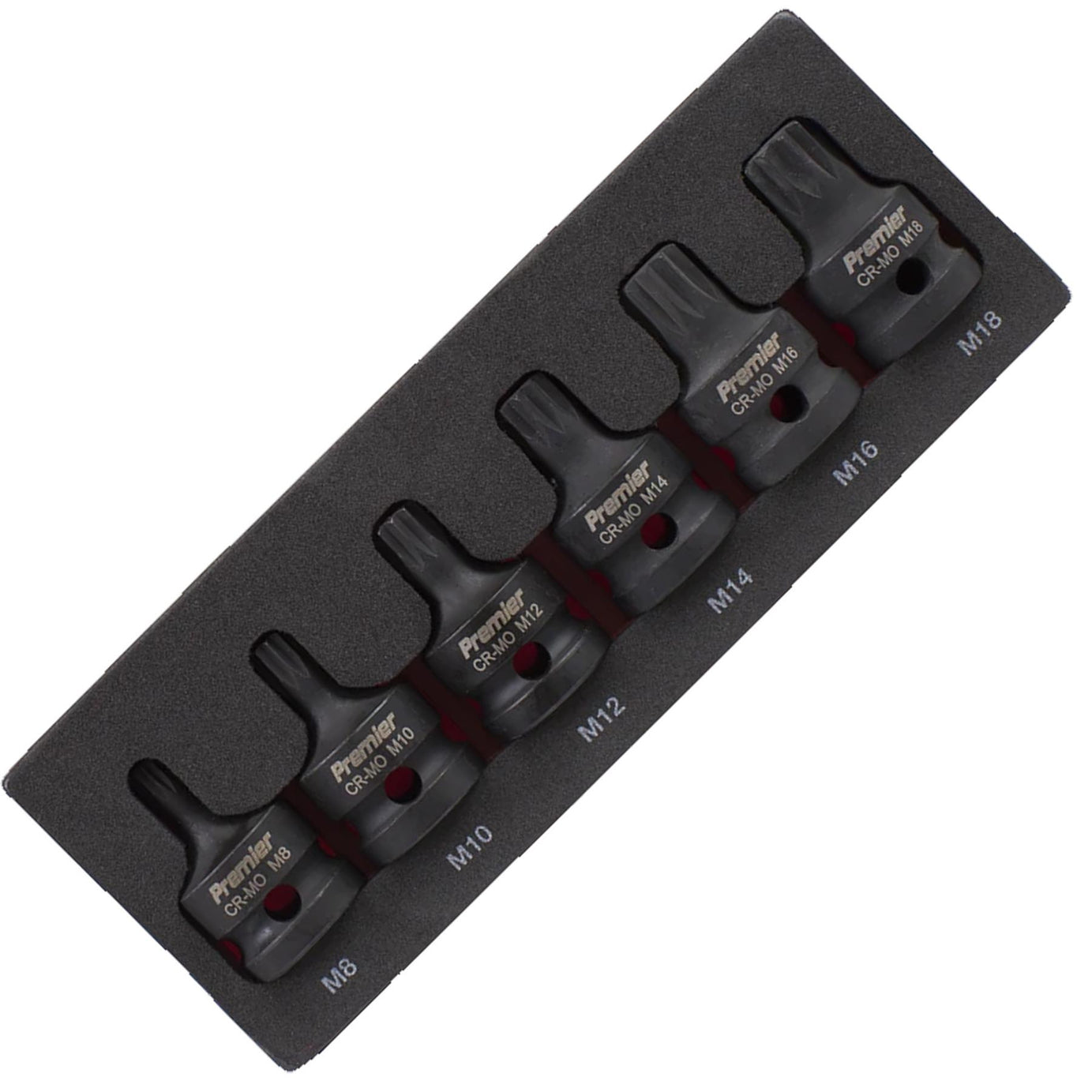 Sealey Impact Spline Socket Bit Set 6pc 1/2"Sq Drive