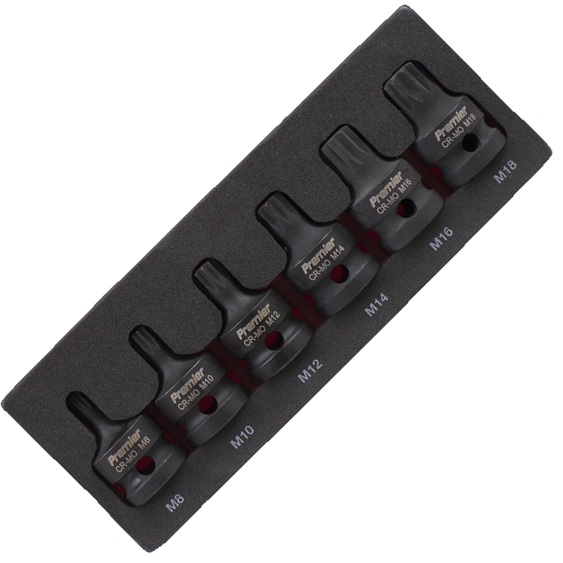 Sealey Impact Spline Socket Bit Set 6pc 1/2"Sq Drive