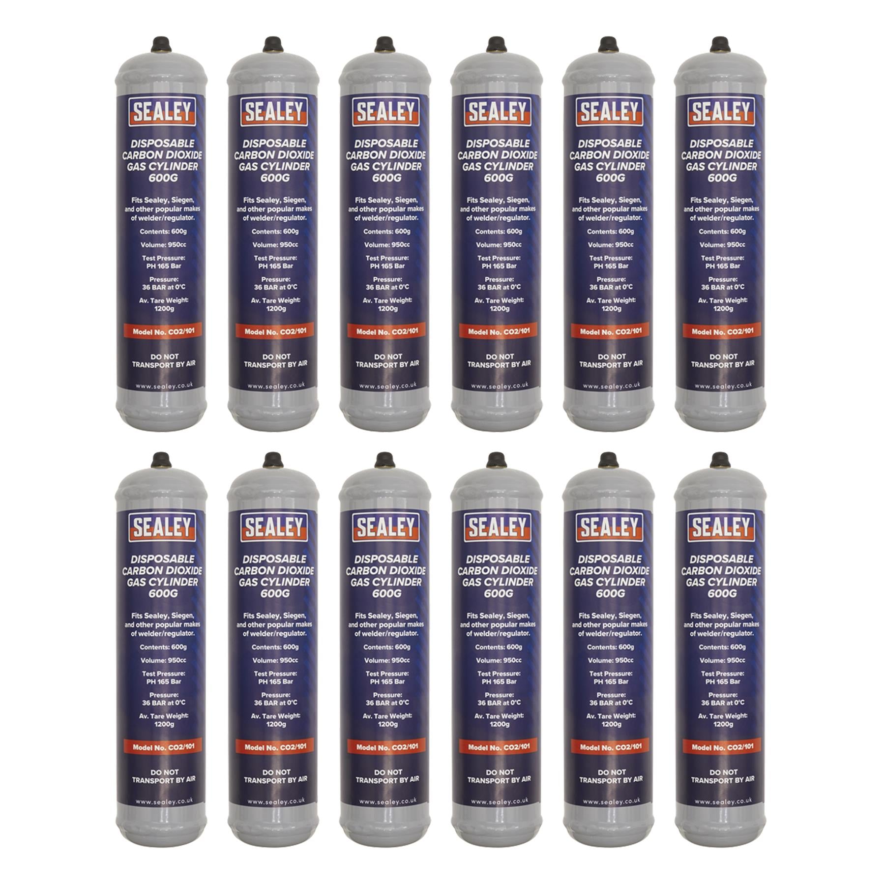 Sealey Gas Cylinder Disposable Carbon Dioxide 600g - Box of 12