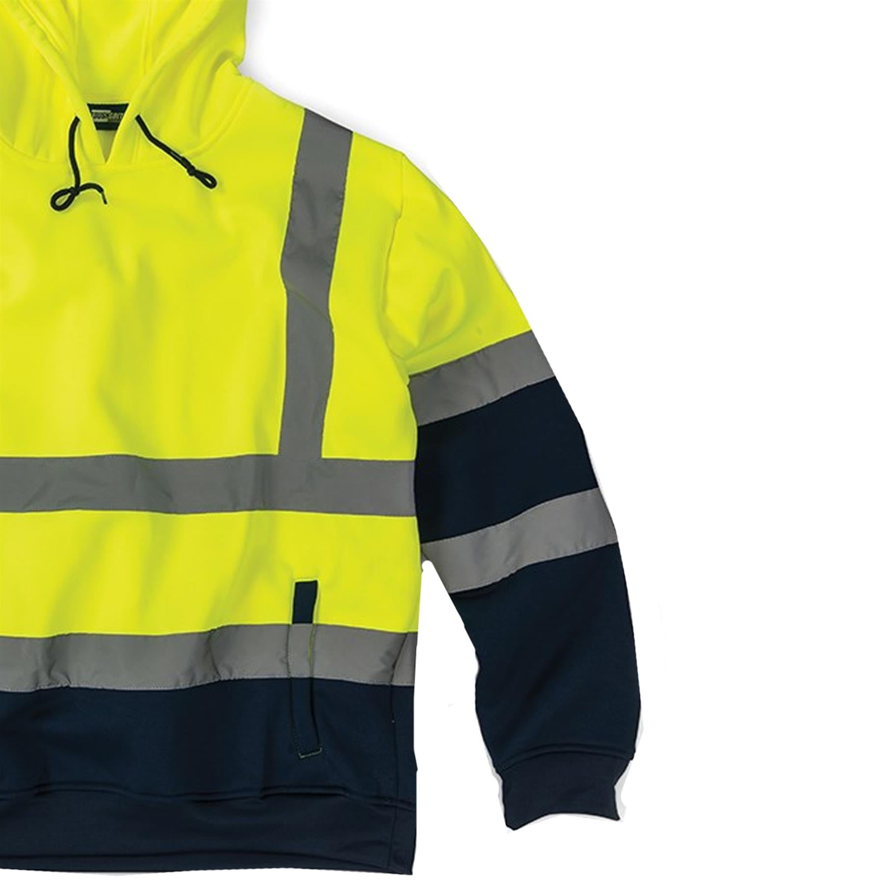 Tough Grit Hi-vis Visibility Hoodie 2-tone Pullover Fleece Top Yellow/Navy S