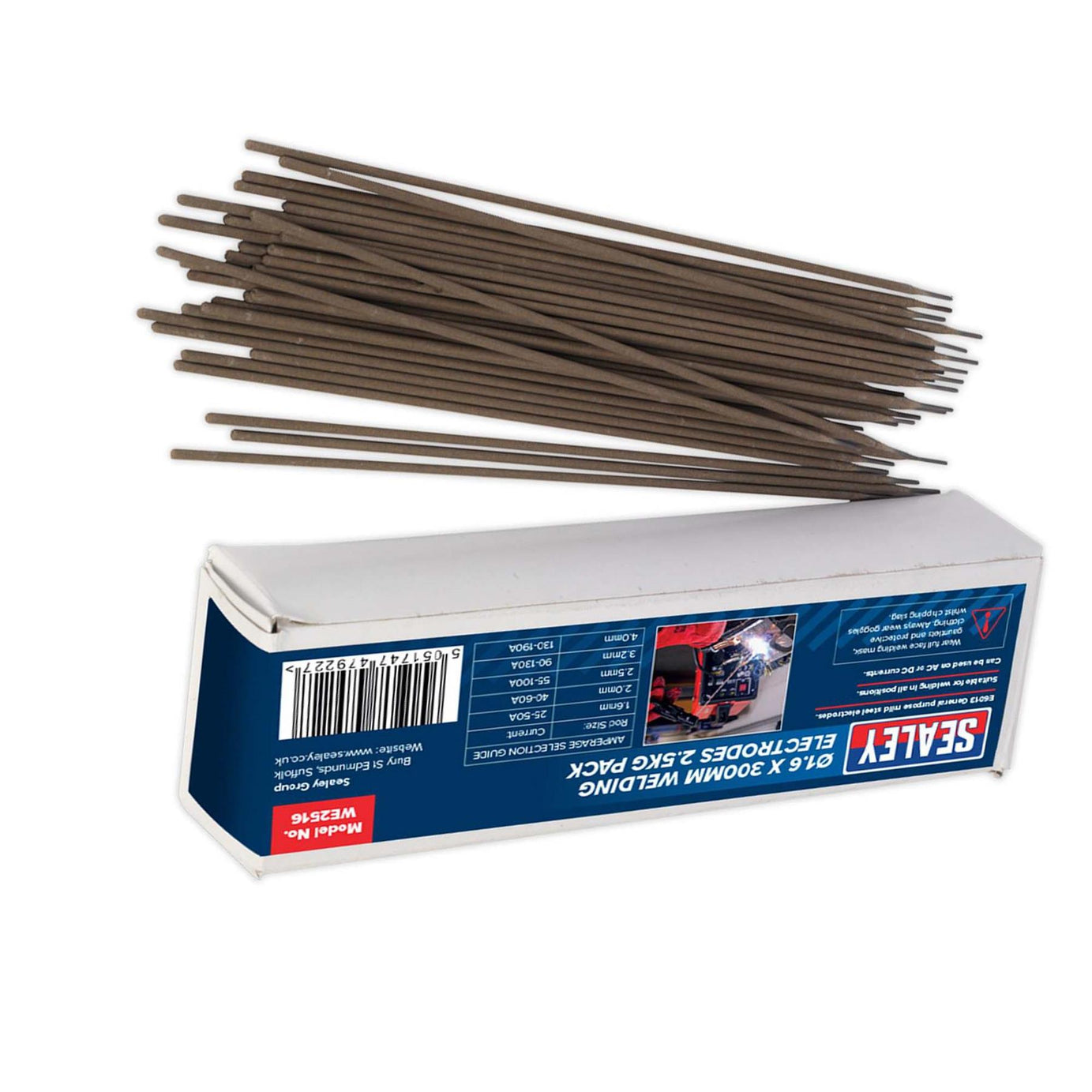Welding Electrodes 1.6 x 3000mm 2.5kg Pack mild steel Sealey