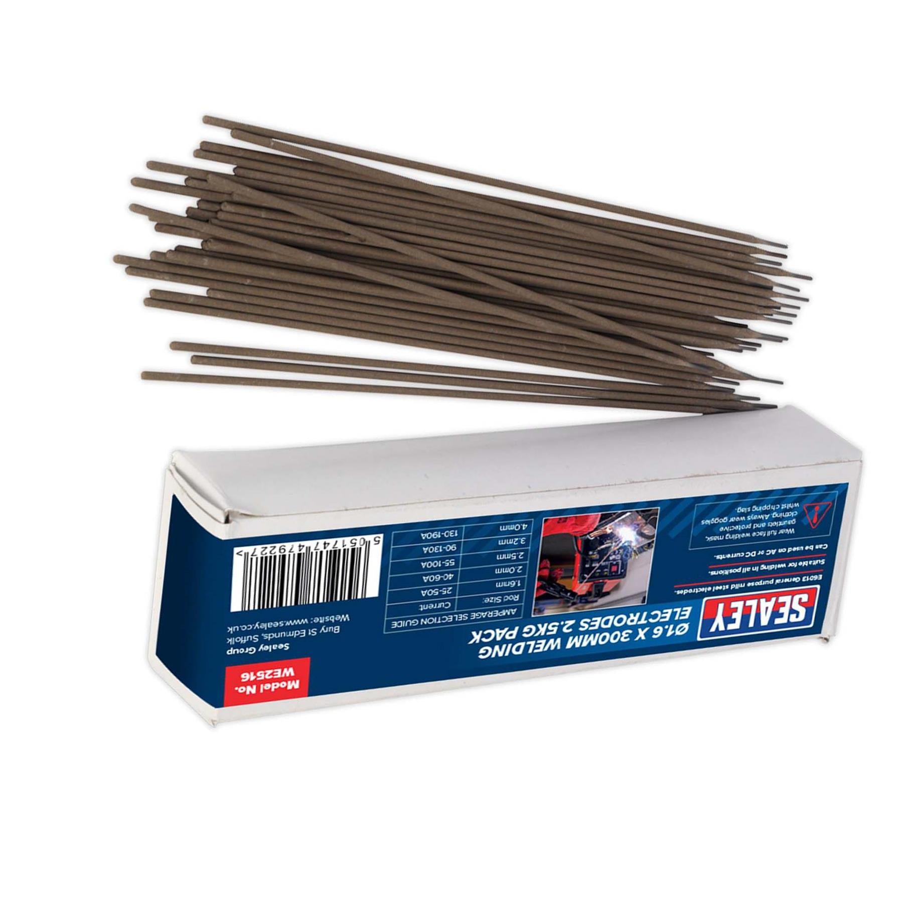 Welding Electrodes 1.6 x 3000mm 2.5kg Pack mild steel Sealey