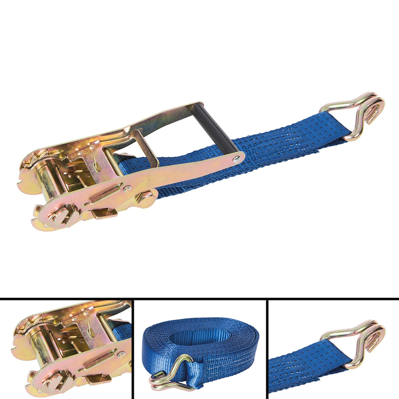 Ratchet Tie Down Strap J-Hook 8M X 50mm Rated 1700Kg Capacity 4750Kg