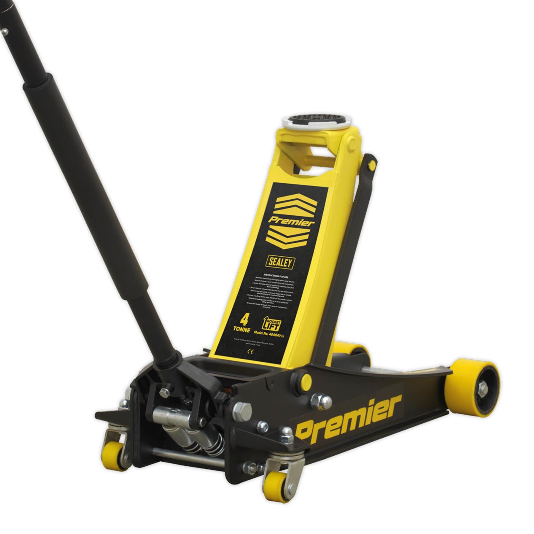 Sealey Trolley Jack 4tonne Rocket Lift Yellow Garage Workshop DIY