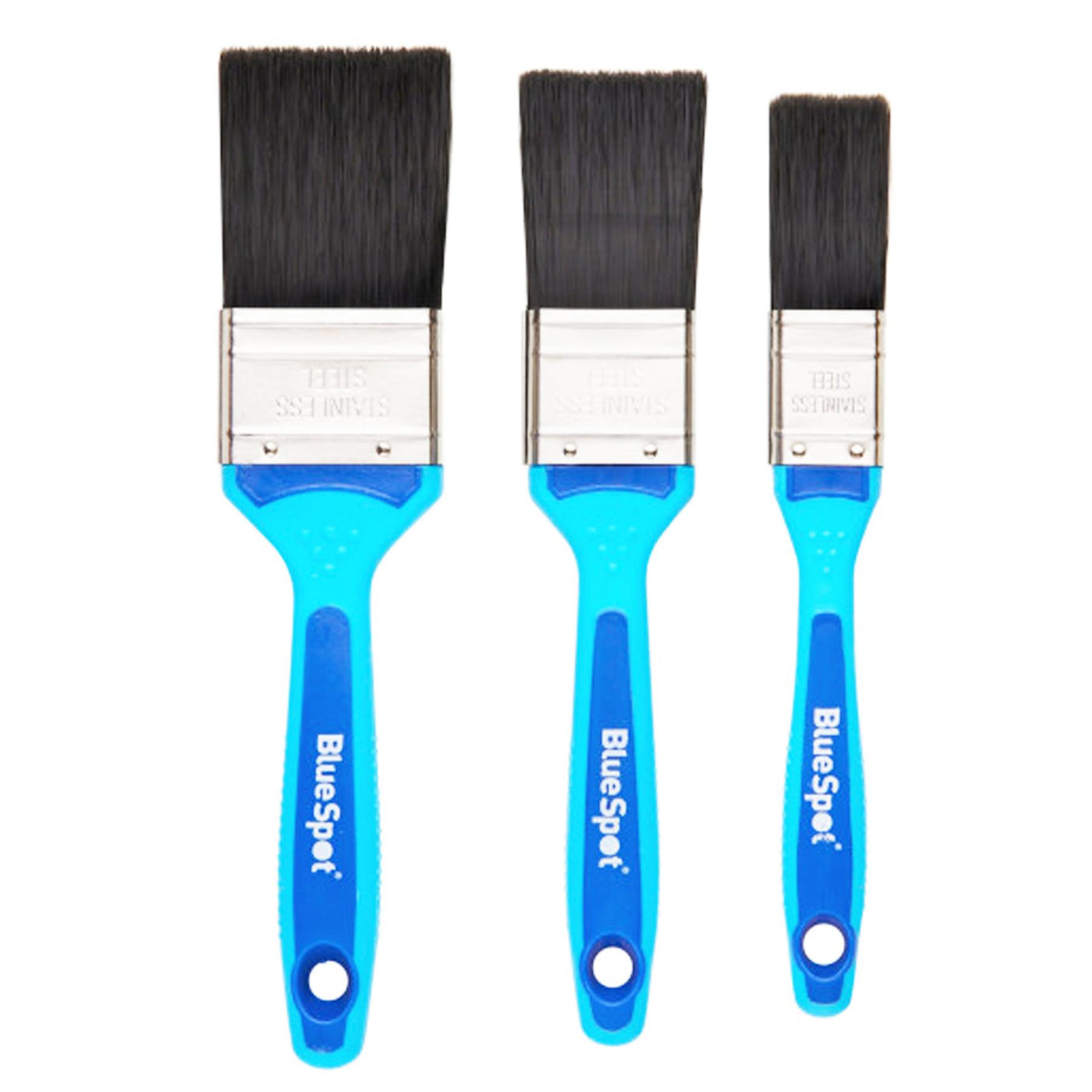 BlueSpot 3 PCE Synthetic Paint Brush Set with Soft Grip Handle 1", 1 ½" and 2"