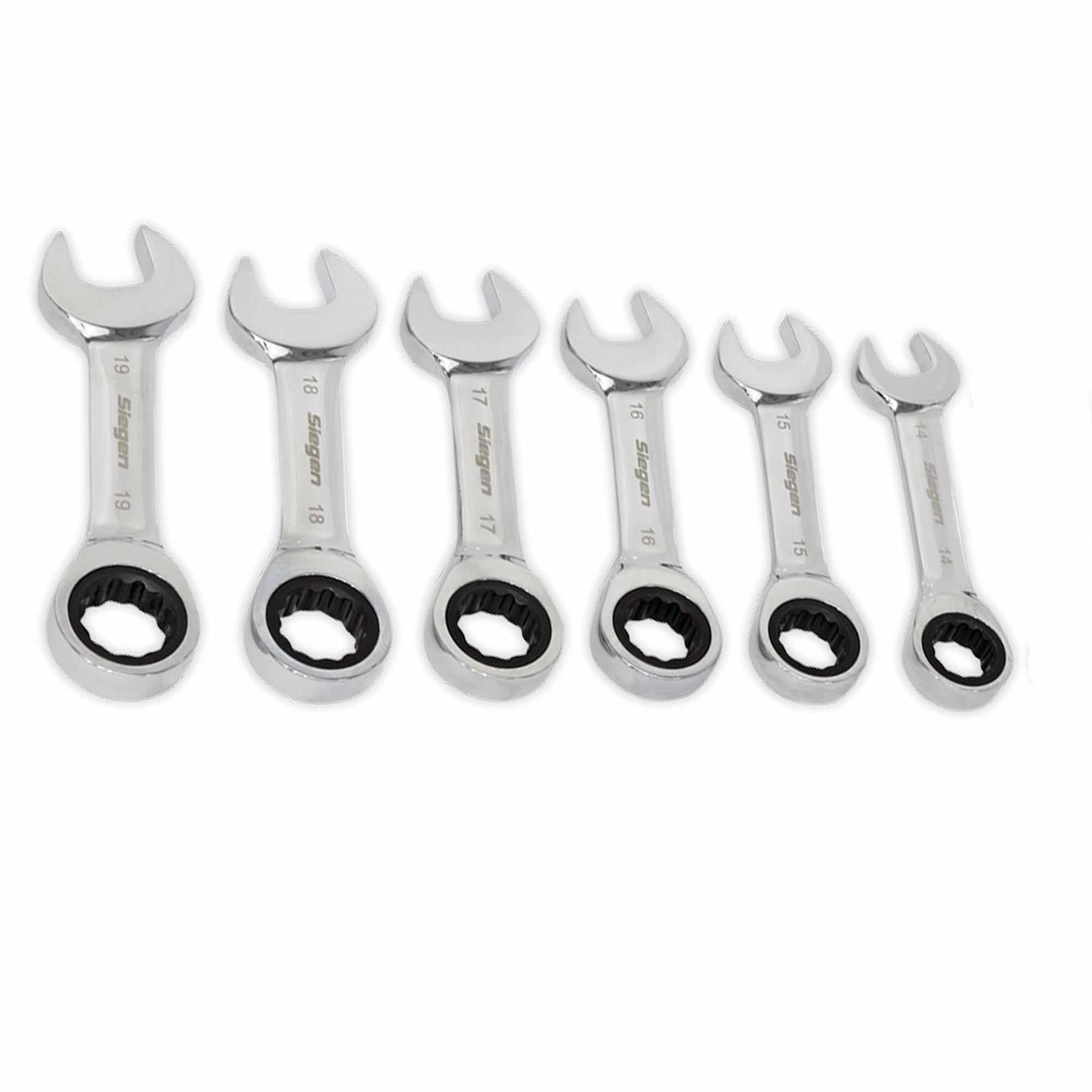Sealey Stubby Ratchet Combination Spanner Set 12pc Metric