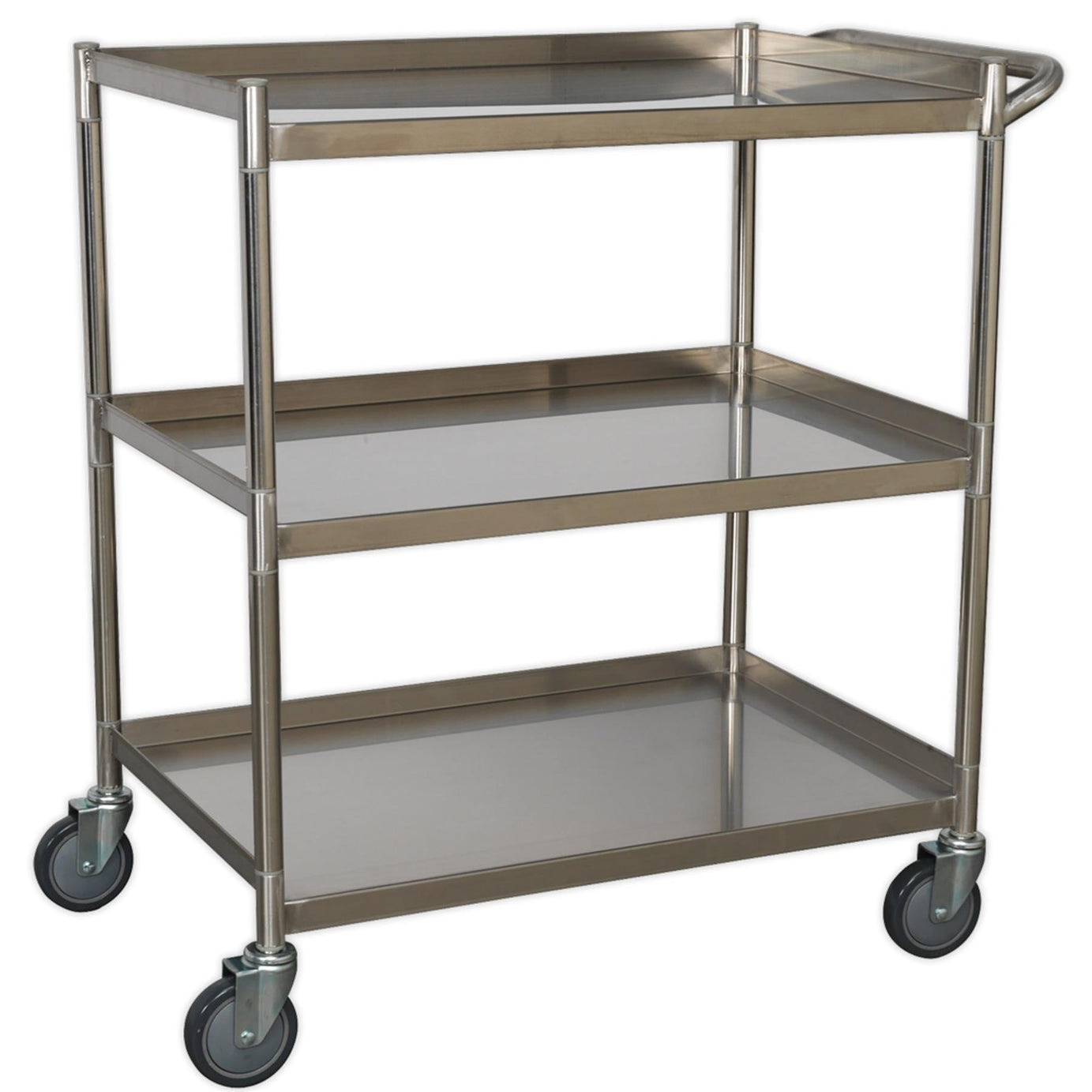 Sealey Workshop Trolley 3-Level Stainless Steel  30kg capacity shelves.