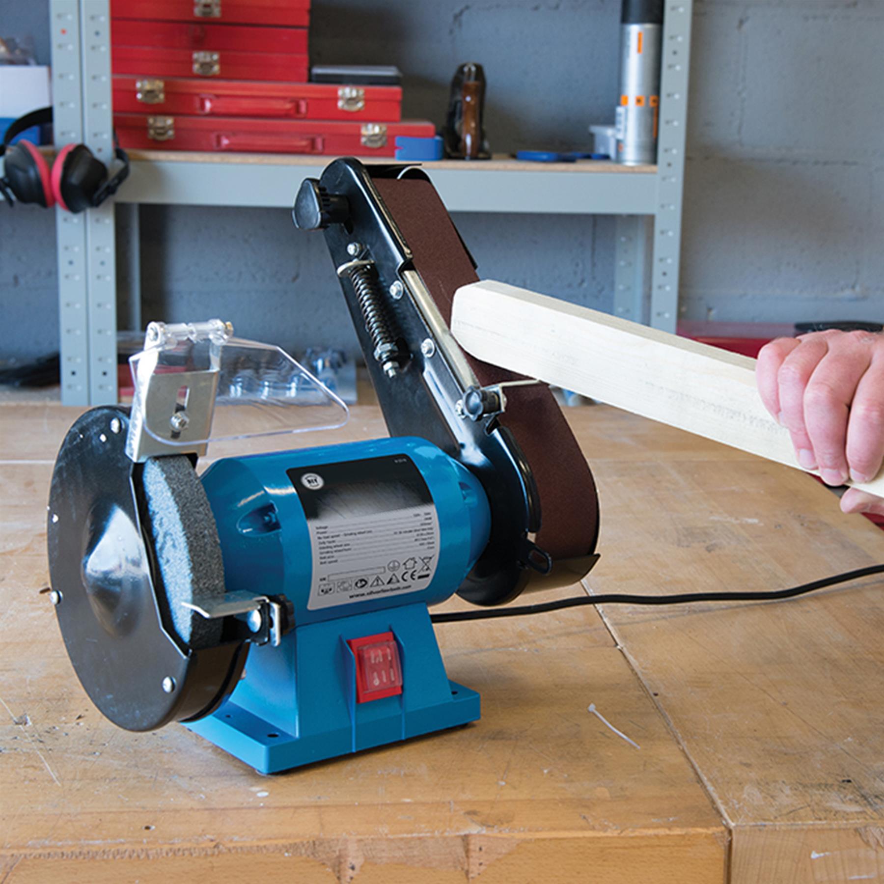 240W Bench Grinder & Belt Sander Combination Grinding Sanding Workshop