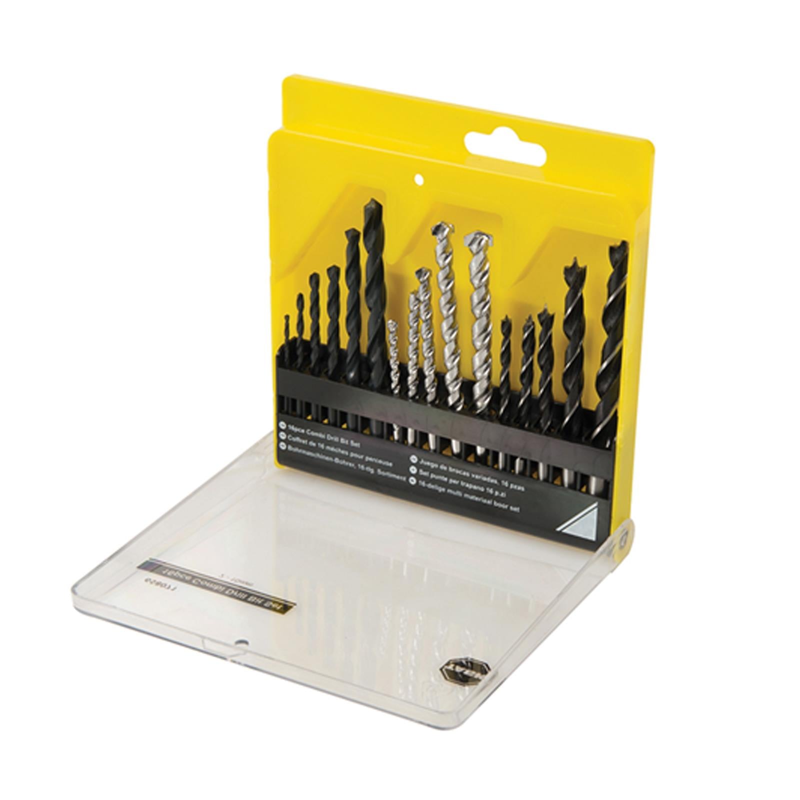 Combi Drill Bit Set 16Pc 2 - 10mm Multi Surface Use On Metal Plastic And Wood