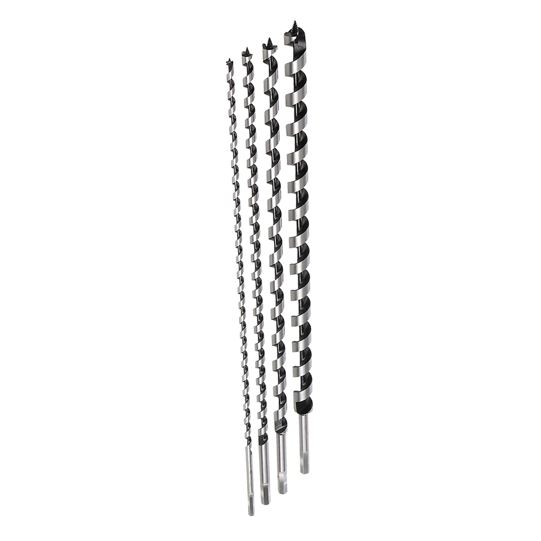 4Pce Long Auger Bit 8mm - 24mm Hand Tools Holes Cutting Hex Shank Drill