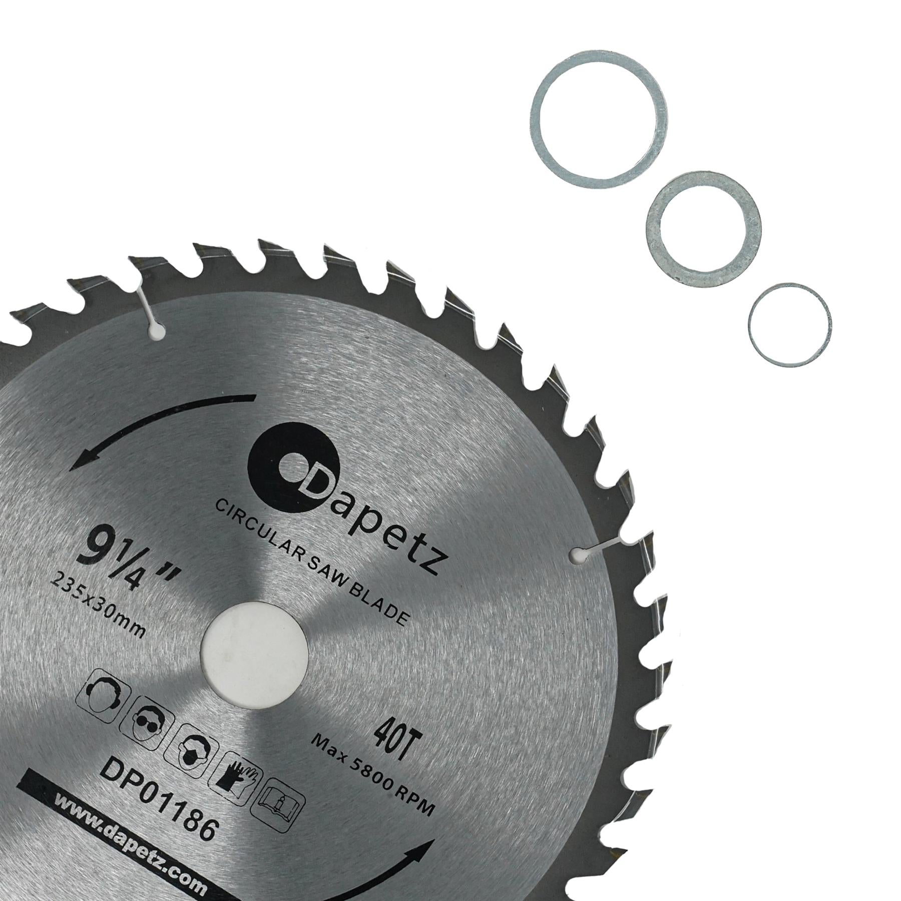 3 Piece TCT Circular Saw Blade Set 235 x 30 - 25, 16mm Rings