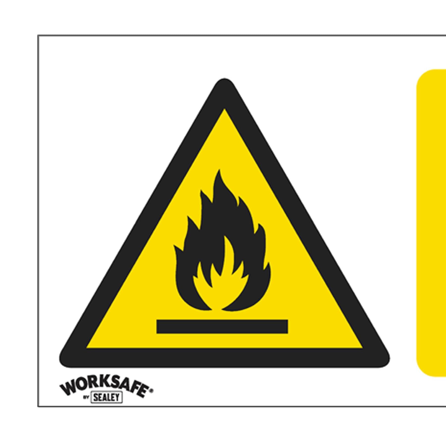 Sealey Safety Sign - Danger Highly Flam. -Self-Adhes. - Pk of 10