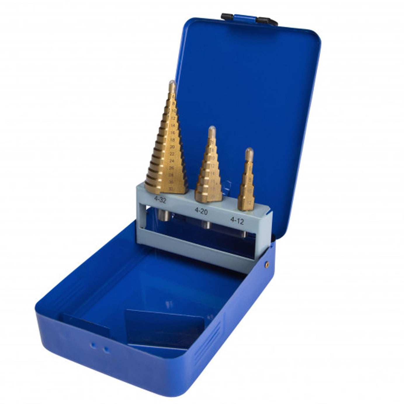 Heavy Duty 3 Piece Titanium Coated HSS Step Drill Bit Set 4-32mm For Woods