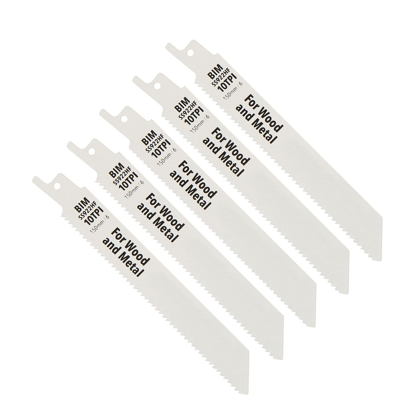 Recip Saw Blades For Wood 5Pk Hcs 10Tpi - 150mm Cutting Recipro Saw 5Pk