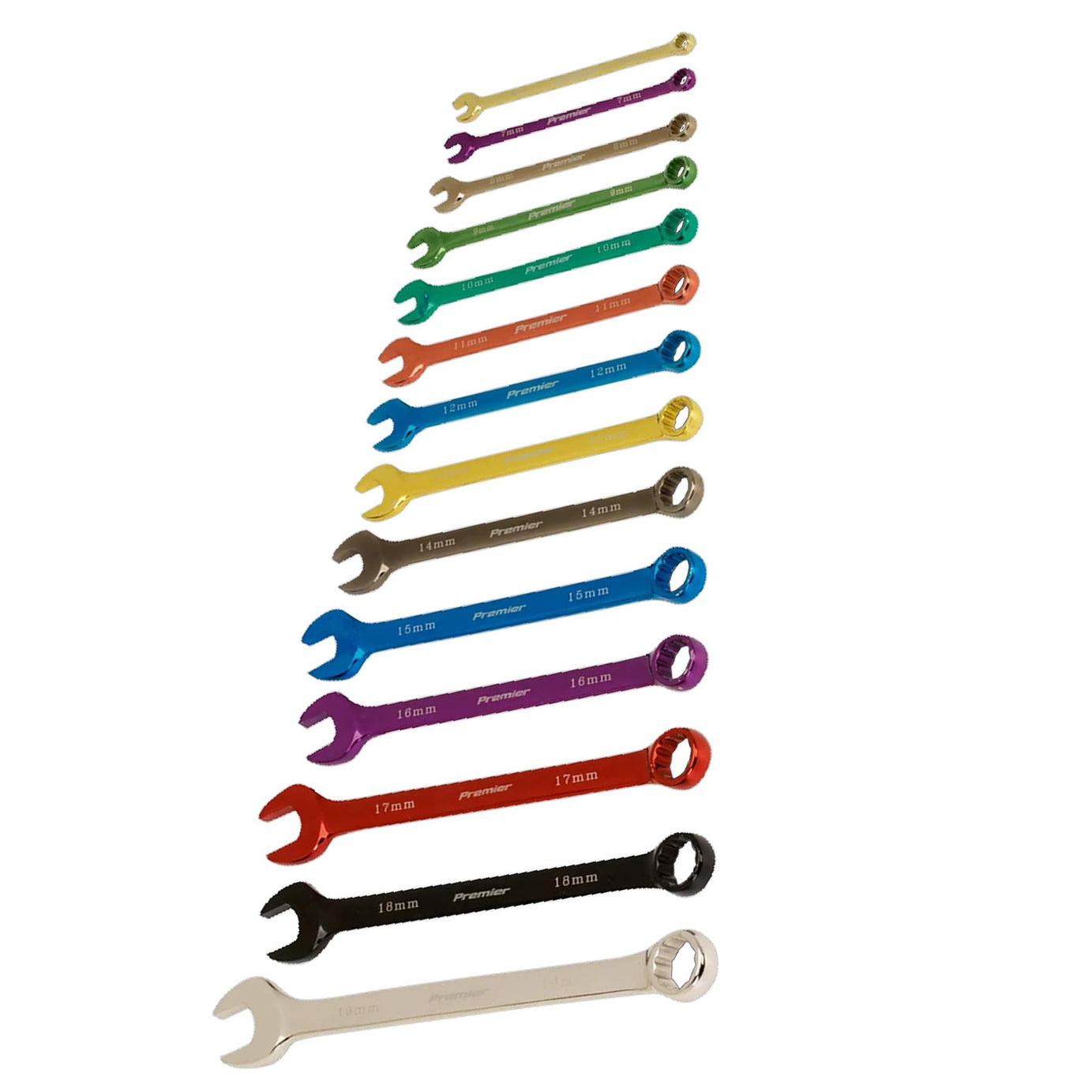 Sealey Combination Spanner Set 14pc Multi-Coloured Metric