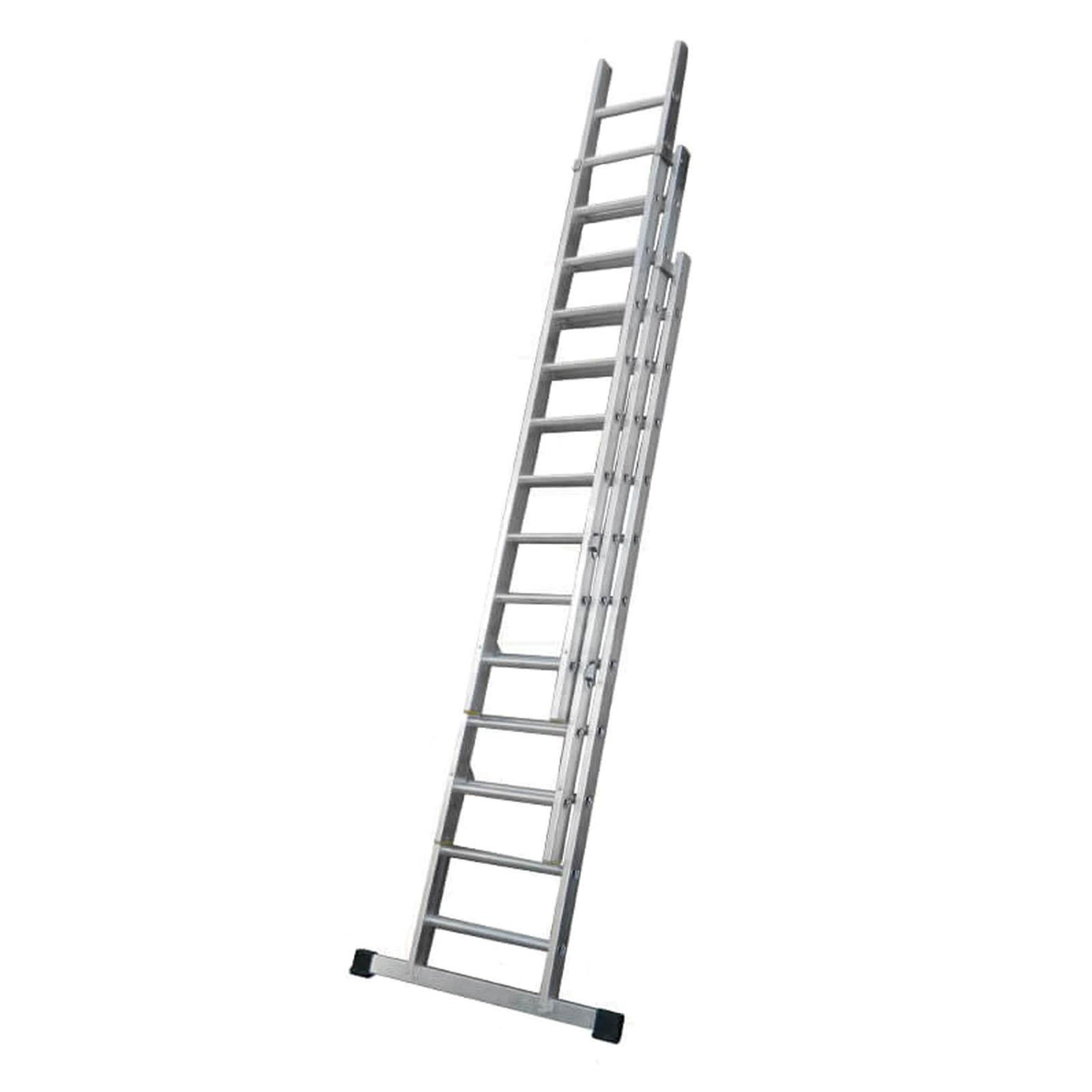 Dapetz PRo 11 Rung Aluminium Extension Ladder 3m, Triple Section, Made In Uk