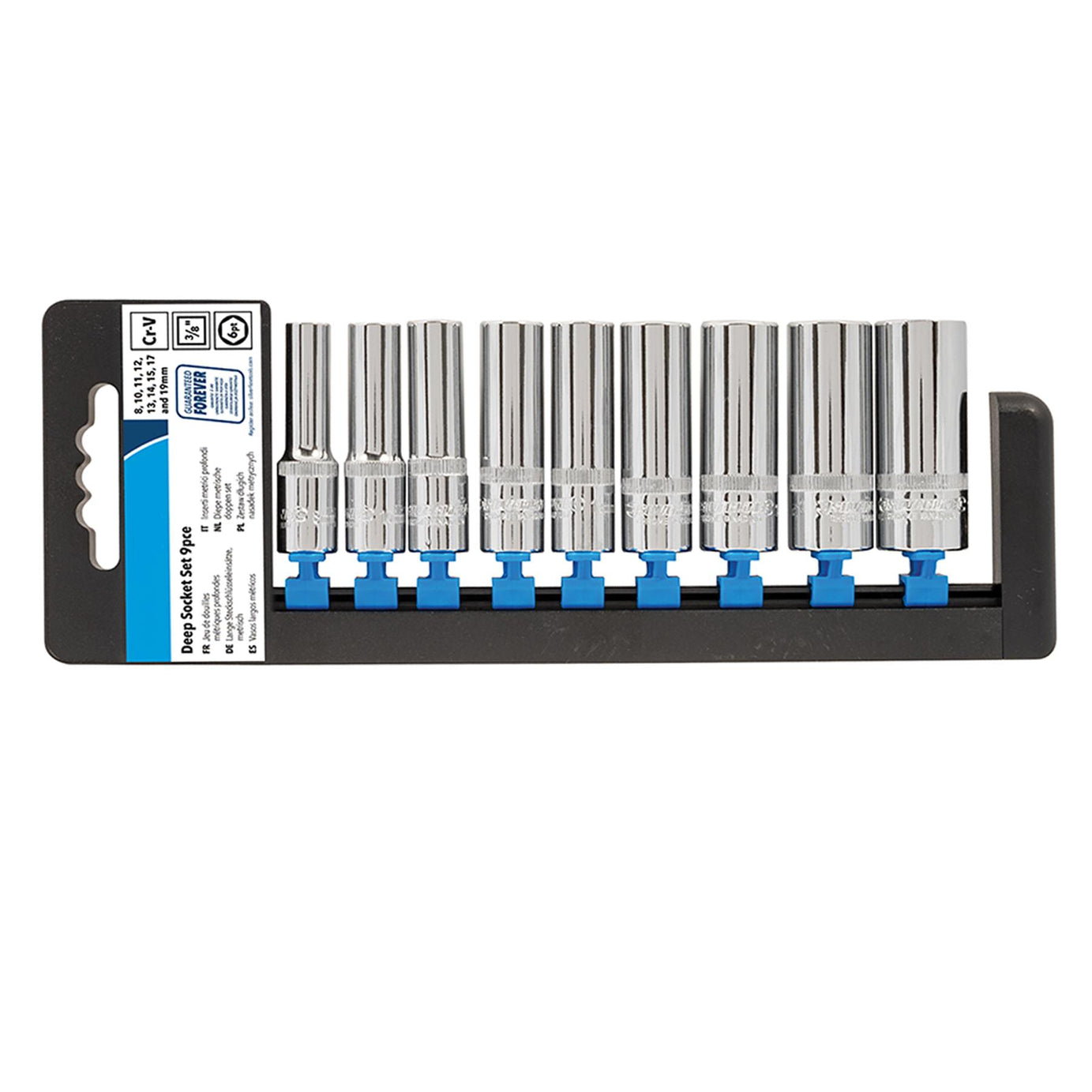 Professional 9 Pce Socket Set 3/8" Drive Deep Metric 8mm - 19mm Mechanics Garage