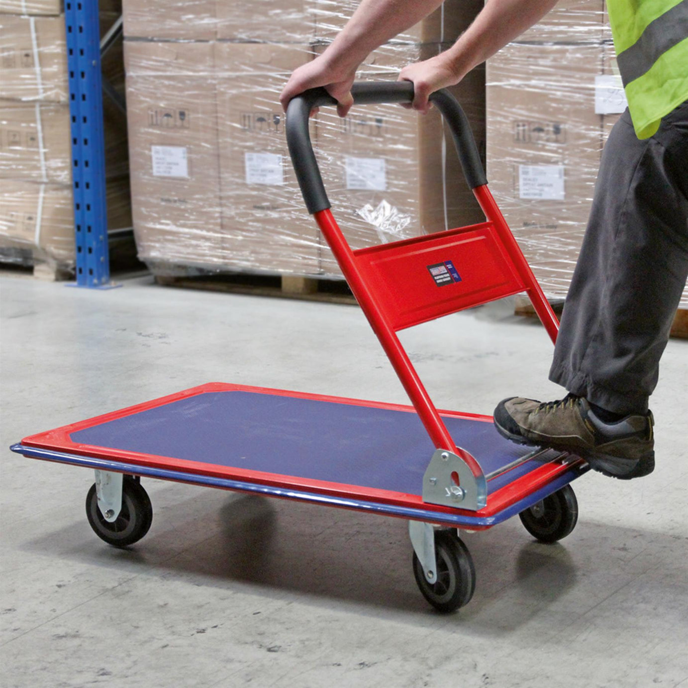 Sealey Platform Truck 300kg Capacity Rubberised Deck & Bumper Strip