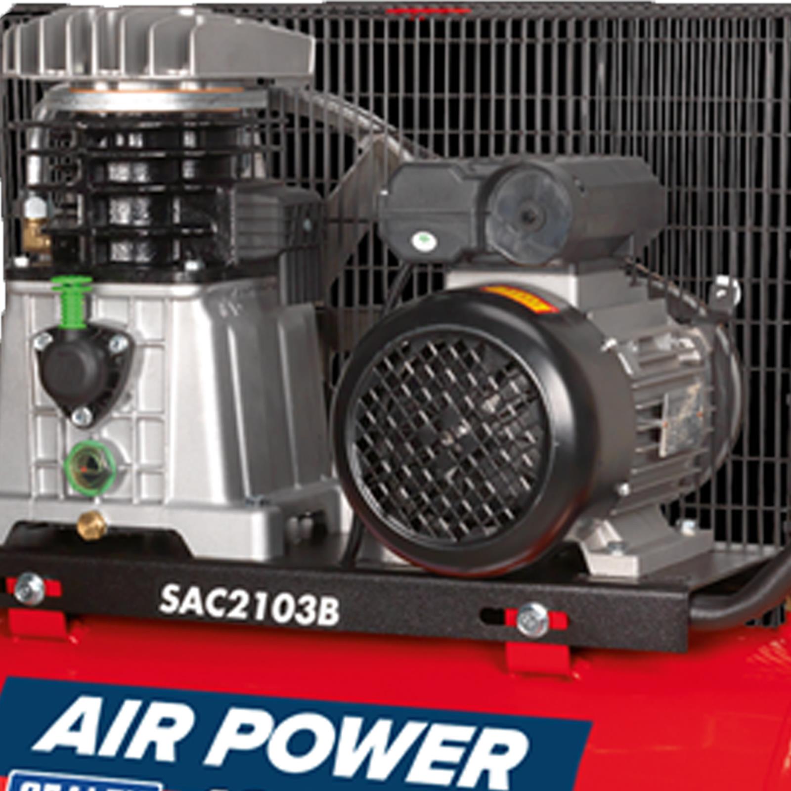 Sealey Compressor 100L Belt Drive 3hp with Cast Cylinders & Wheels