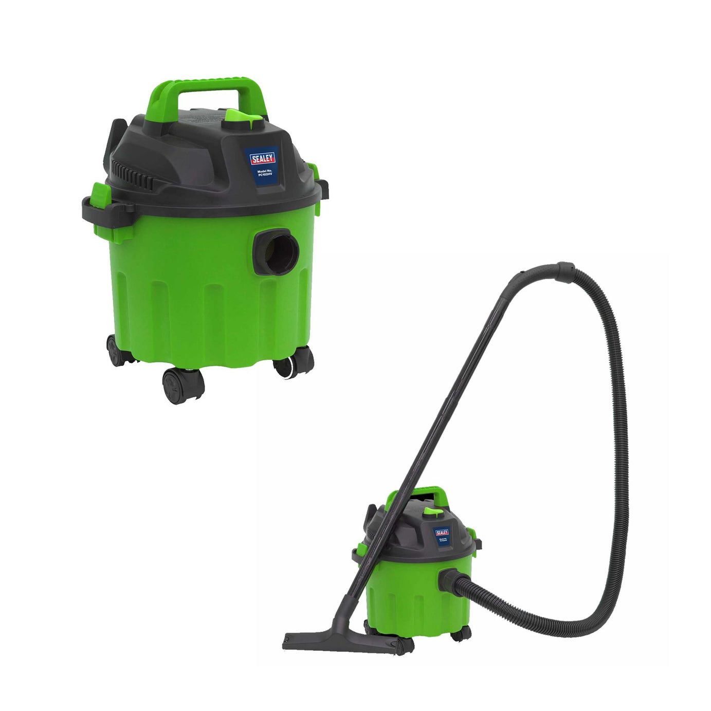 Sealey Vacuum Cleaner Wet & Dry 10L 1000W/230V - Hi-Vis Green