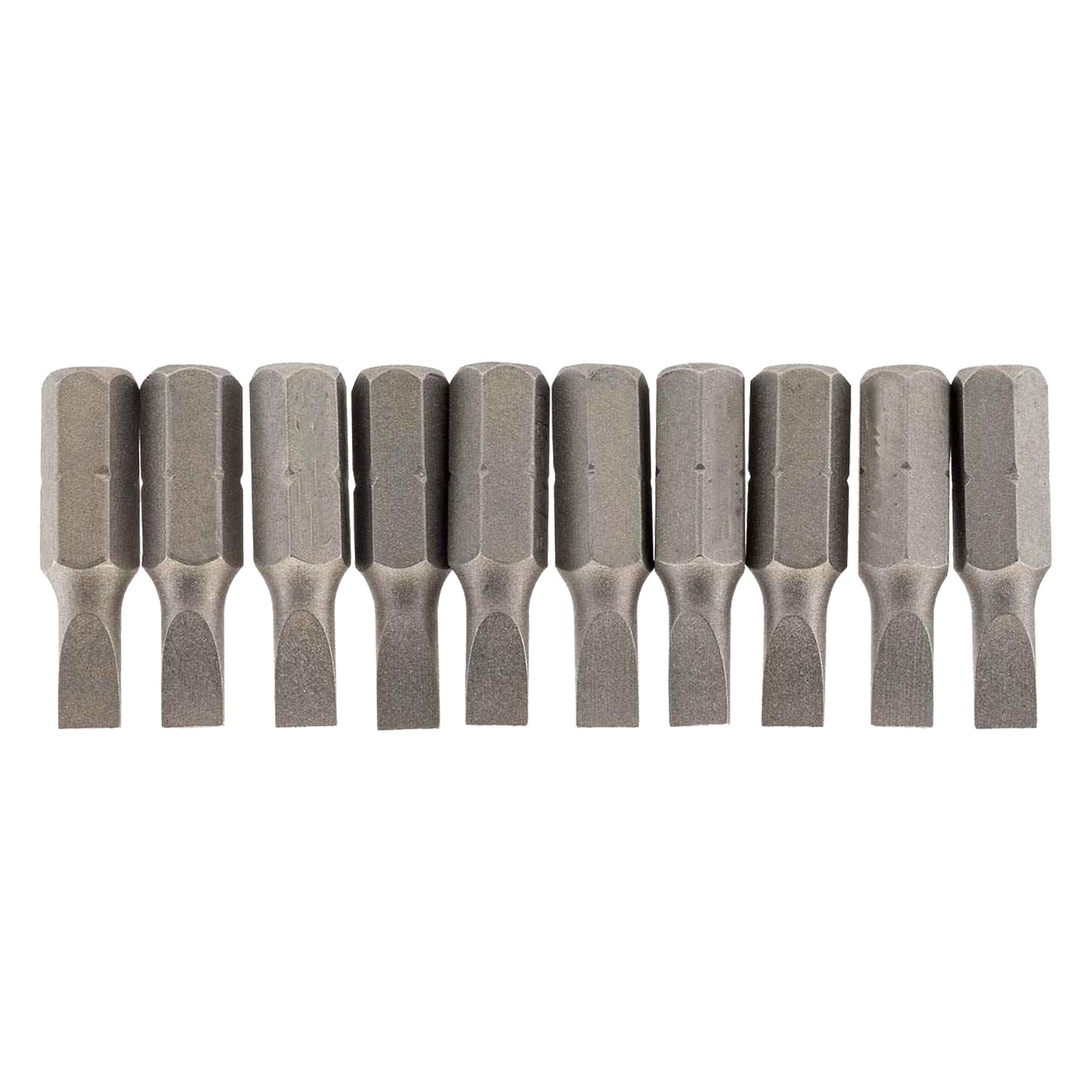 Slotted Screwdriver Bits 6mm CRV Chrome Vanadium Steel 1/4" Hex Drive 10Pcs