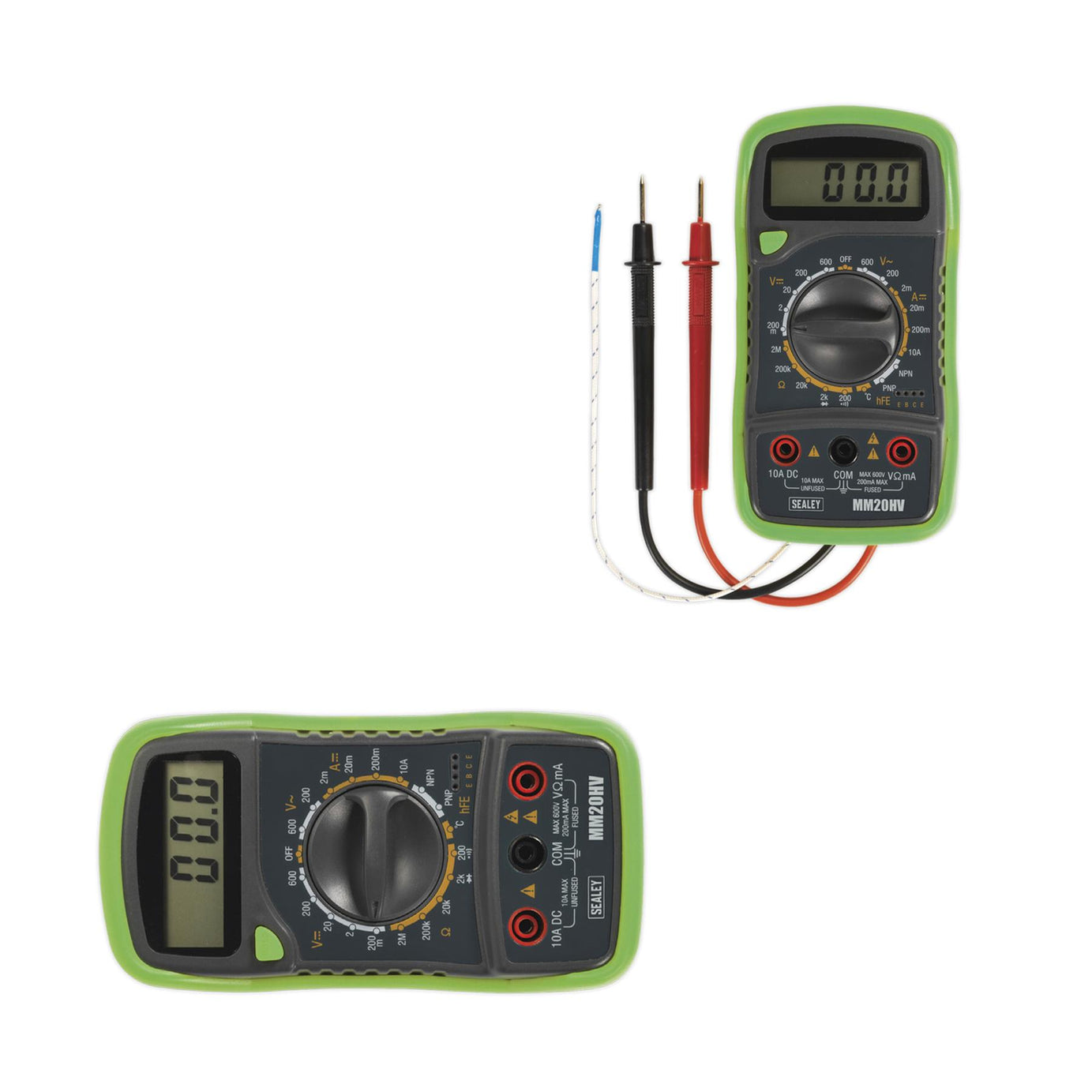 Sealey Digital Multimeter 8-Function with Thermocouple Hi-Vis