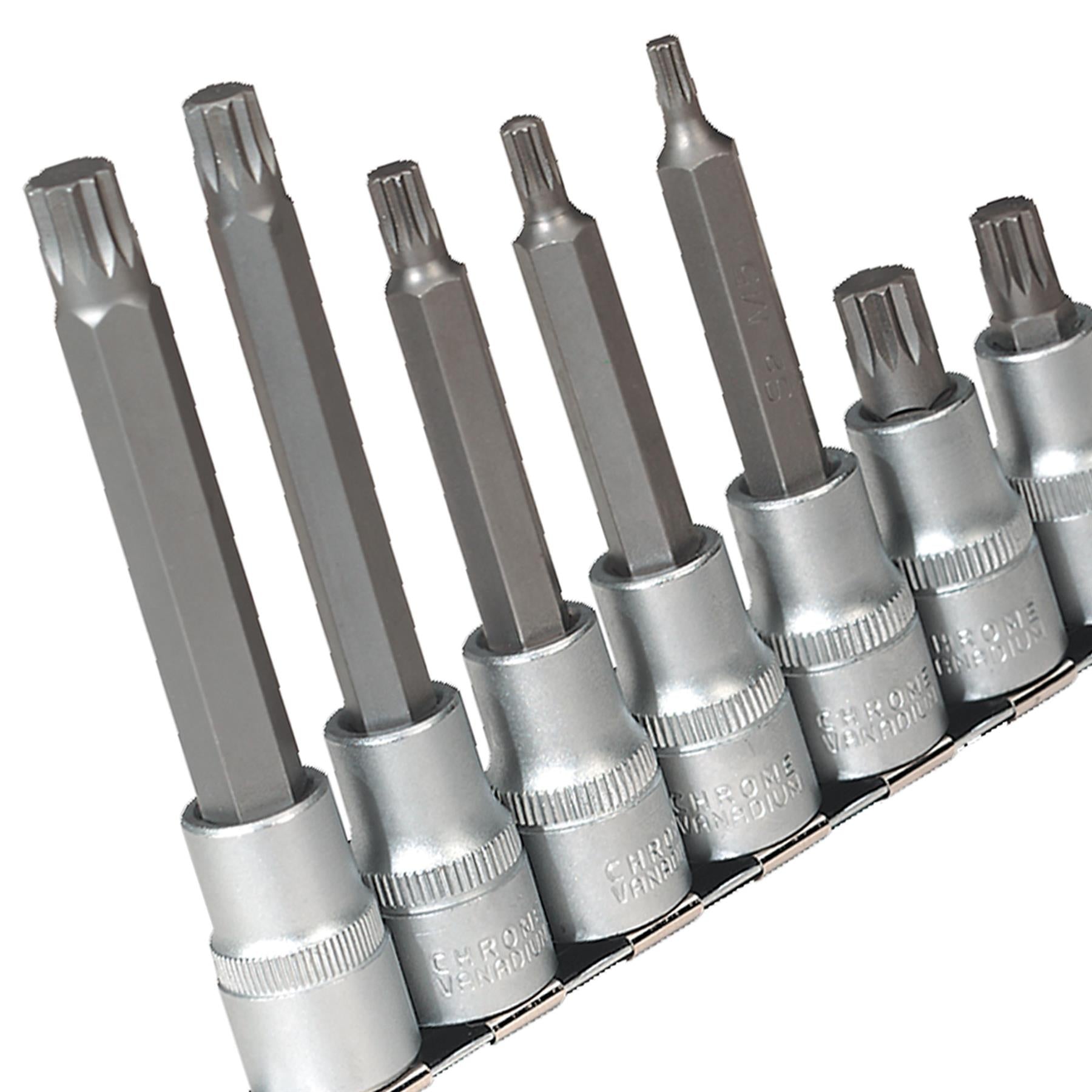 Sealey Spline Socket Bit Set 10pc 1/2"Sq Drive