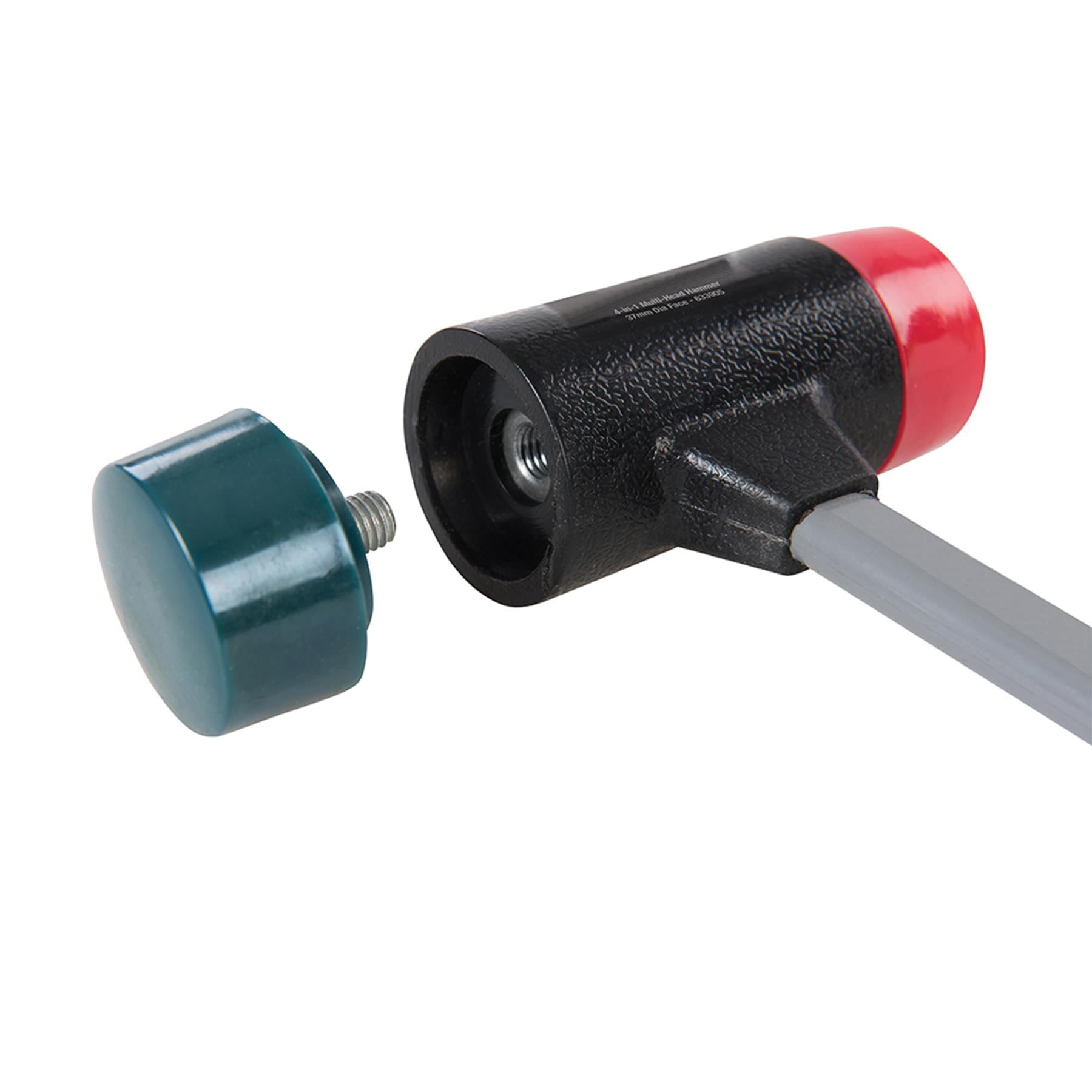 4-In-1 Multi-Head Hammer - 37mm Dia Face Fibreglass Shaft High Shock Absorbency