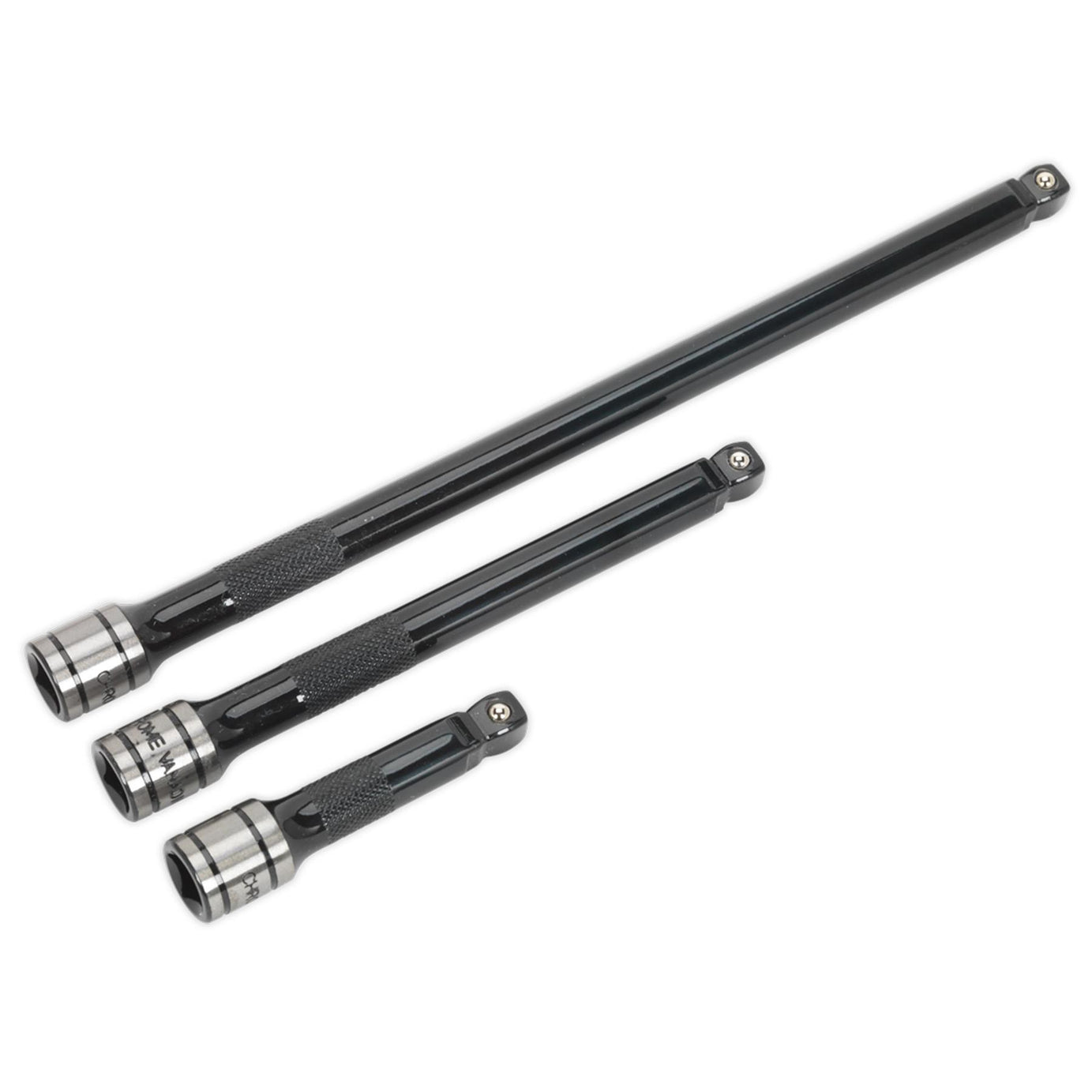 Sealey Wobble/Rigid Extension Bar Set 3pc 3/8"Sq Drive Black Series