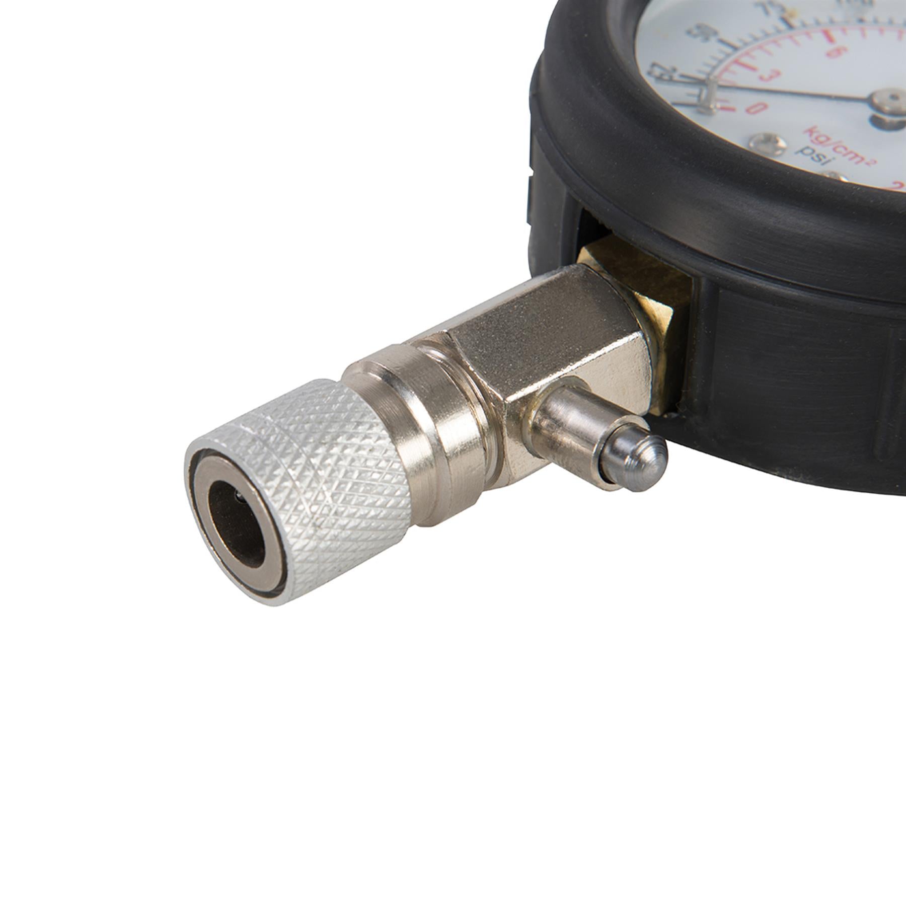 Petrol Engine Compression Test Kit 8pce 0 - 300psi Angled Push On Connectors