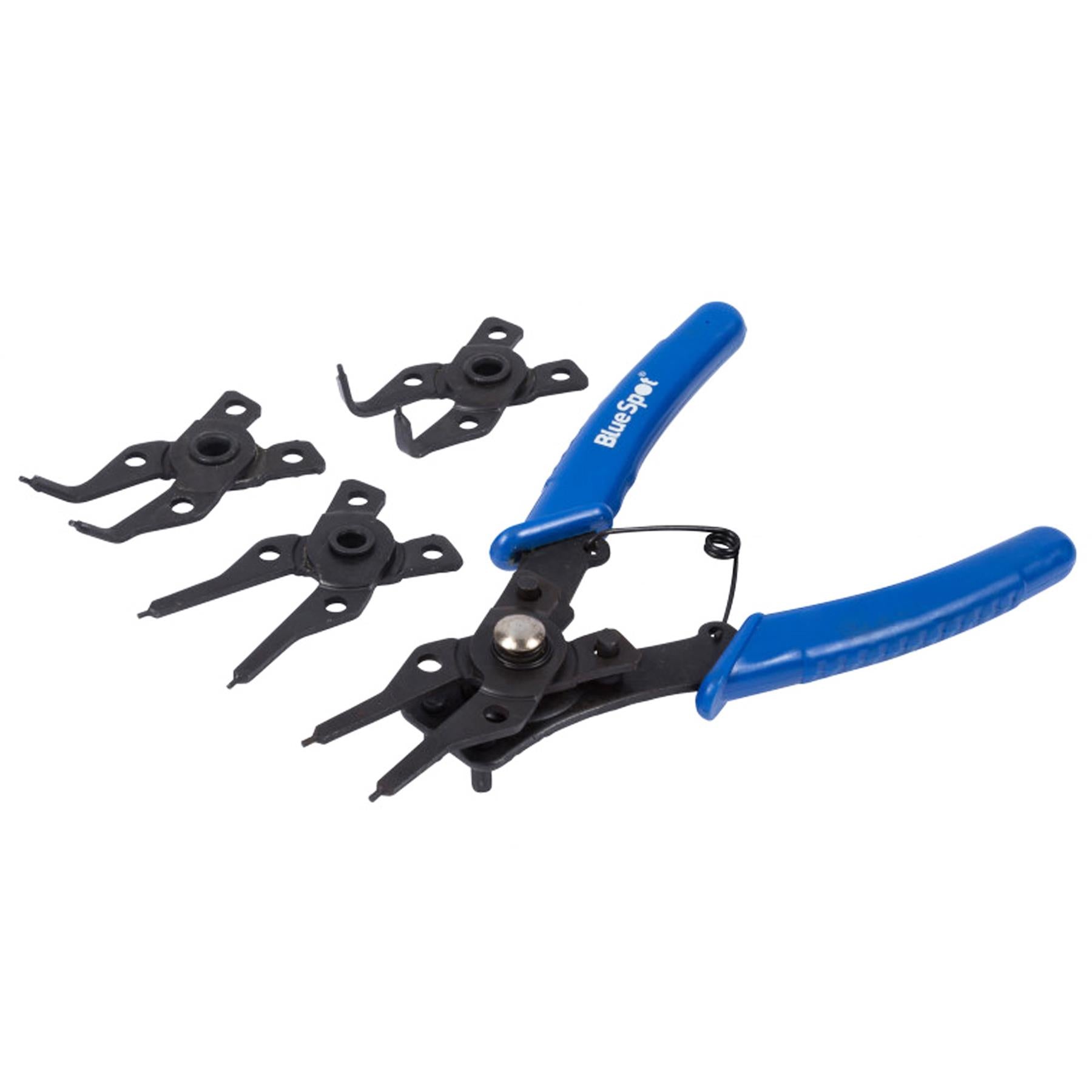 Bluespot Circlip Snap Ring Pliers Internal External Bent Straight 4 in 1 Plier