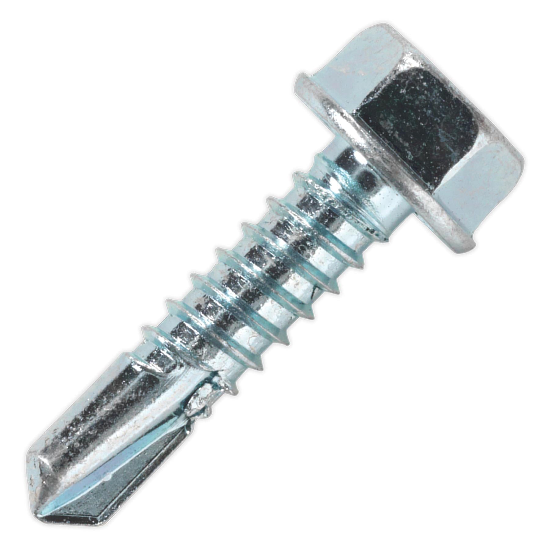 Sealey Self Drilling Screw 6.3 x 25mm Hex Head Zinc Pack of 100
