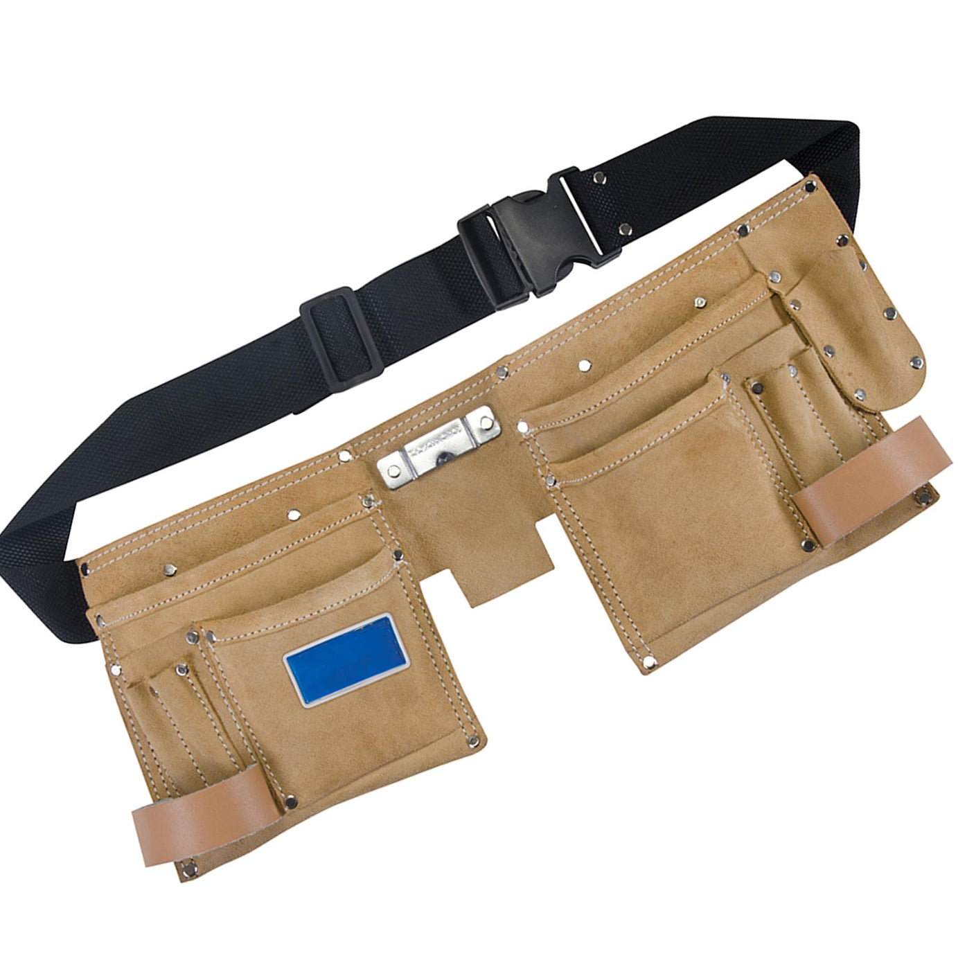 11 Pocket Double Tool Belt Leather Nails Pouch DIY Carpenter Roofing Holster