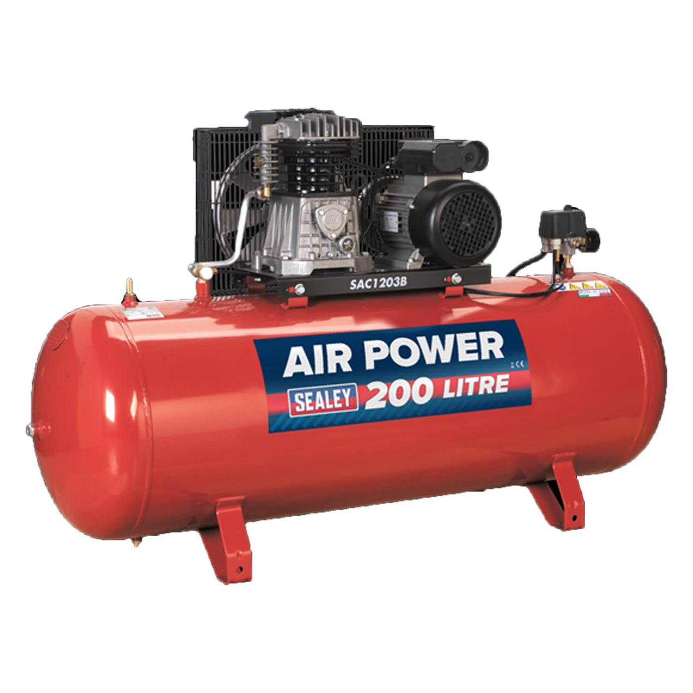 Sealey SAC1203B Air Compressor 200L Belt Drive 3hp with Cast Cylinders