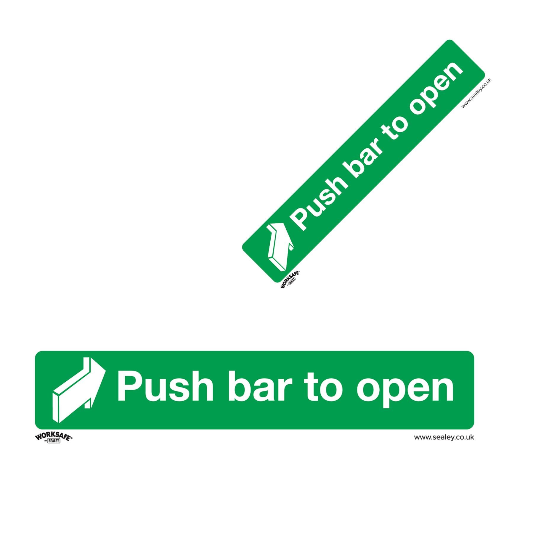 Sealey Safety Sign - Push Bar To Open - Rigid Plastic - Pack of 10