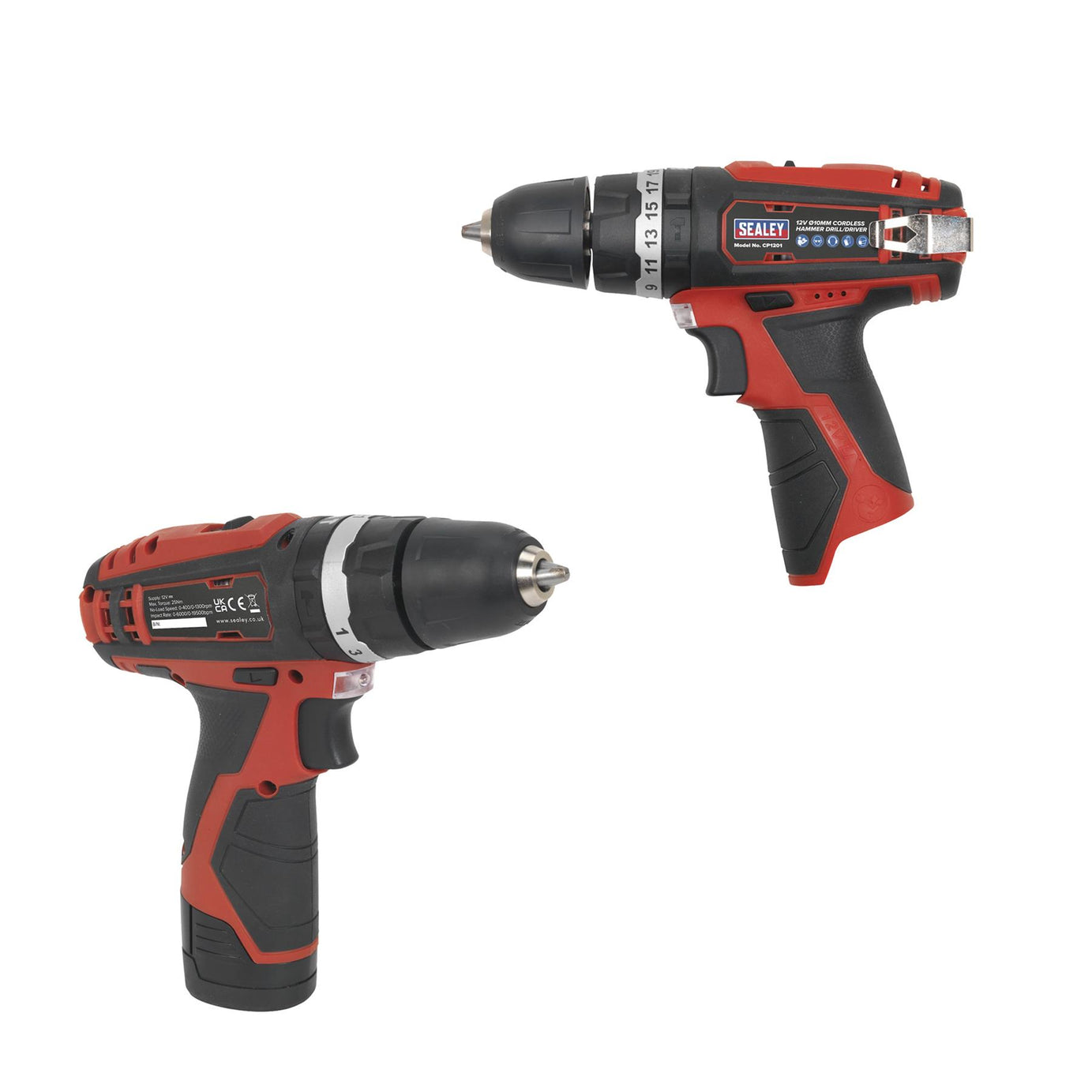 Sealey Hammer Drill/Driver Kit �10mm 12V Lithium-ion - 2 Batteries
