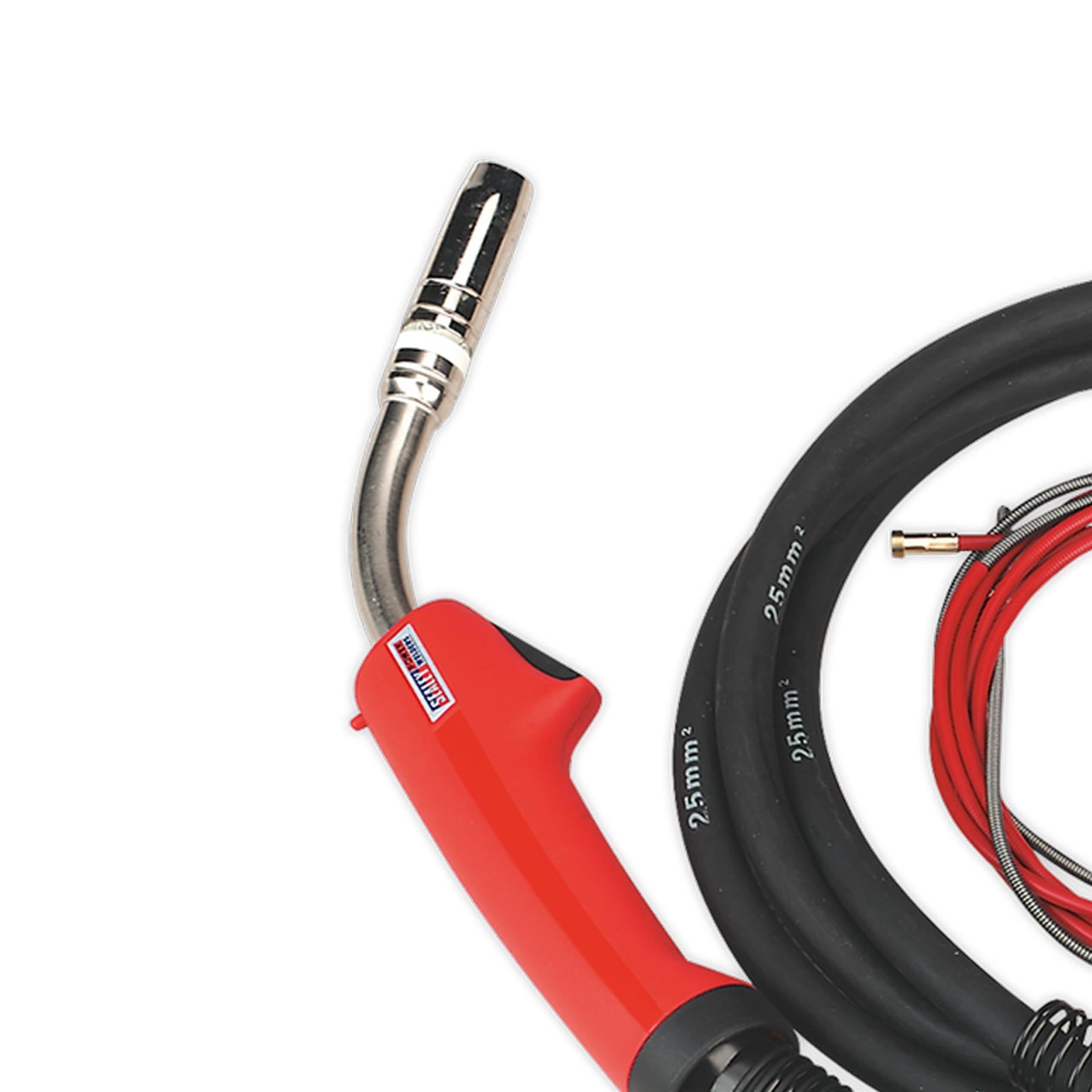 Sealey MIG Torch 3m Euro Connector MB25 Contoured Grip & Heat-Proof Cable