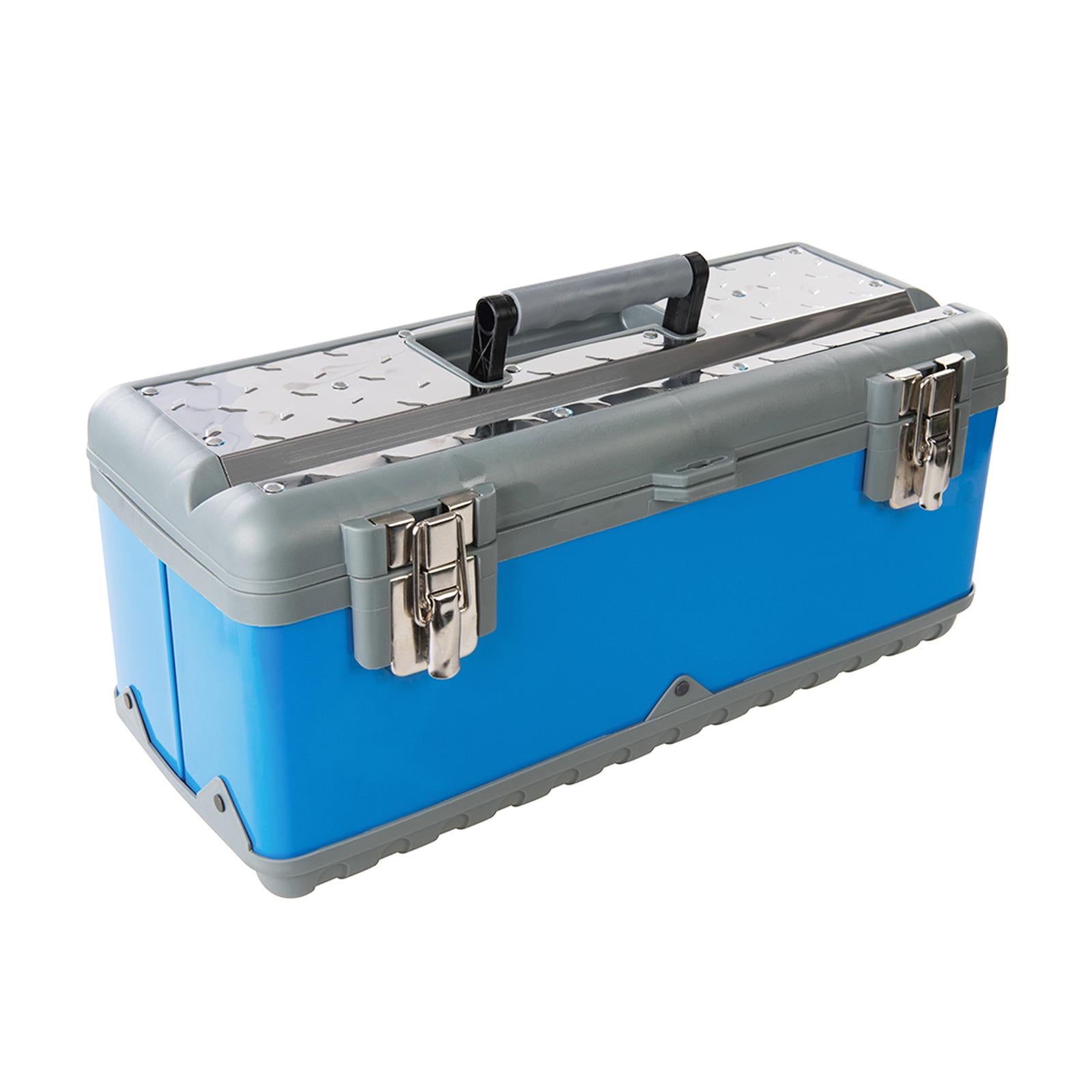 Toolbox 580 x 280 x 220mm Powder Coated Steel Alloy Body Soft Grip Carry Handle