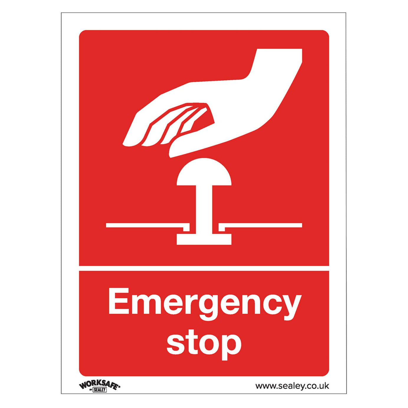 Sealey Safety Sign - Emergency Stop - Self-Adhes. - Pack of 10