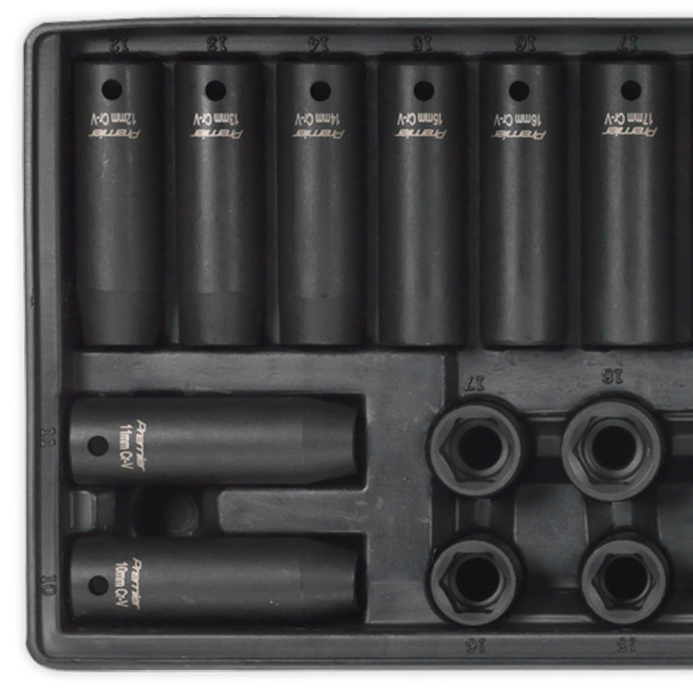 Sealey Tools Tool Tray DEEP & STANDARD Impact Socket Set 28pce 1/2 Drive Metric
