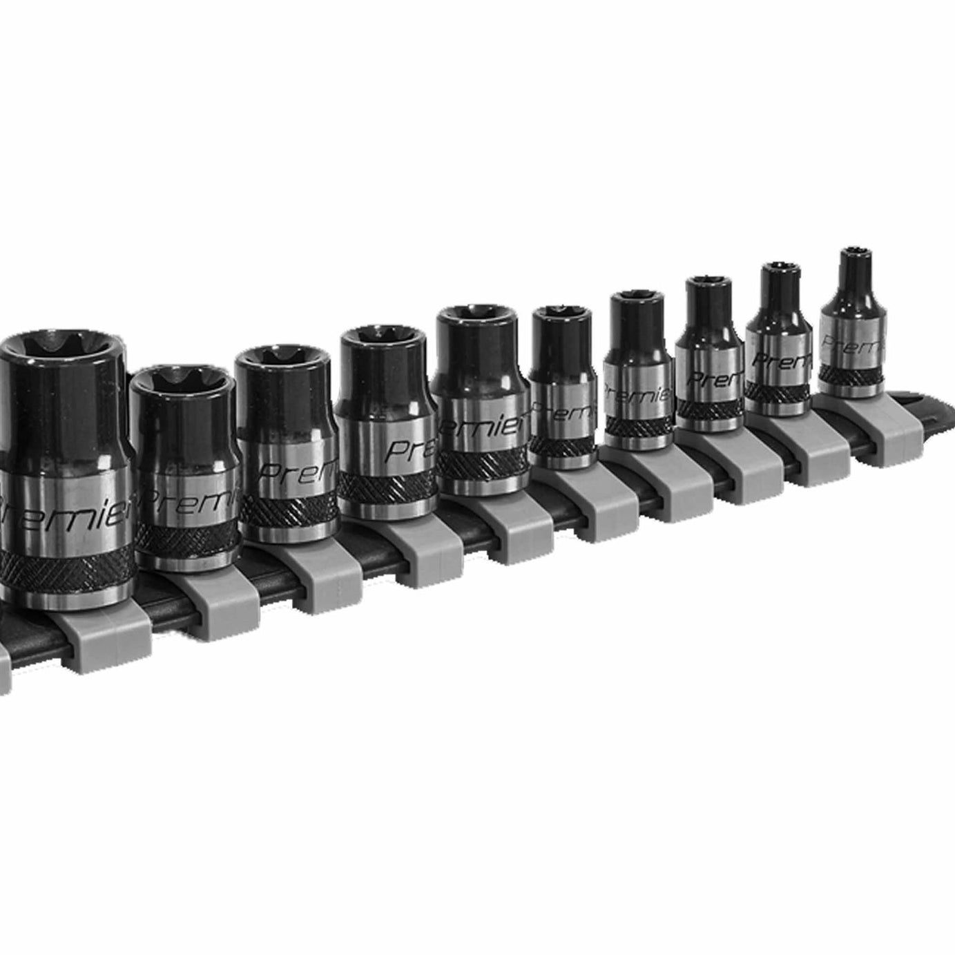 TRX-Star Socket Set 14pc 1/4,3/8,1/2"Sq Dr E4-E24 Blk Series Sealey