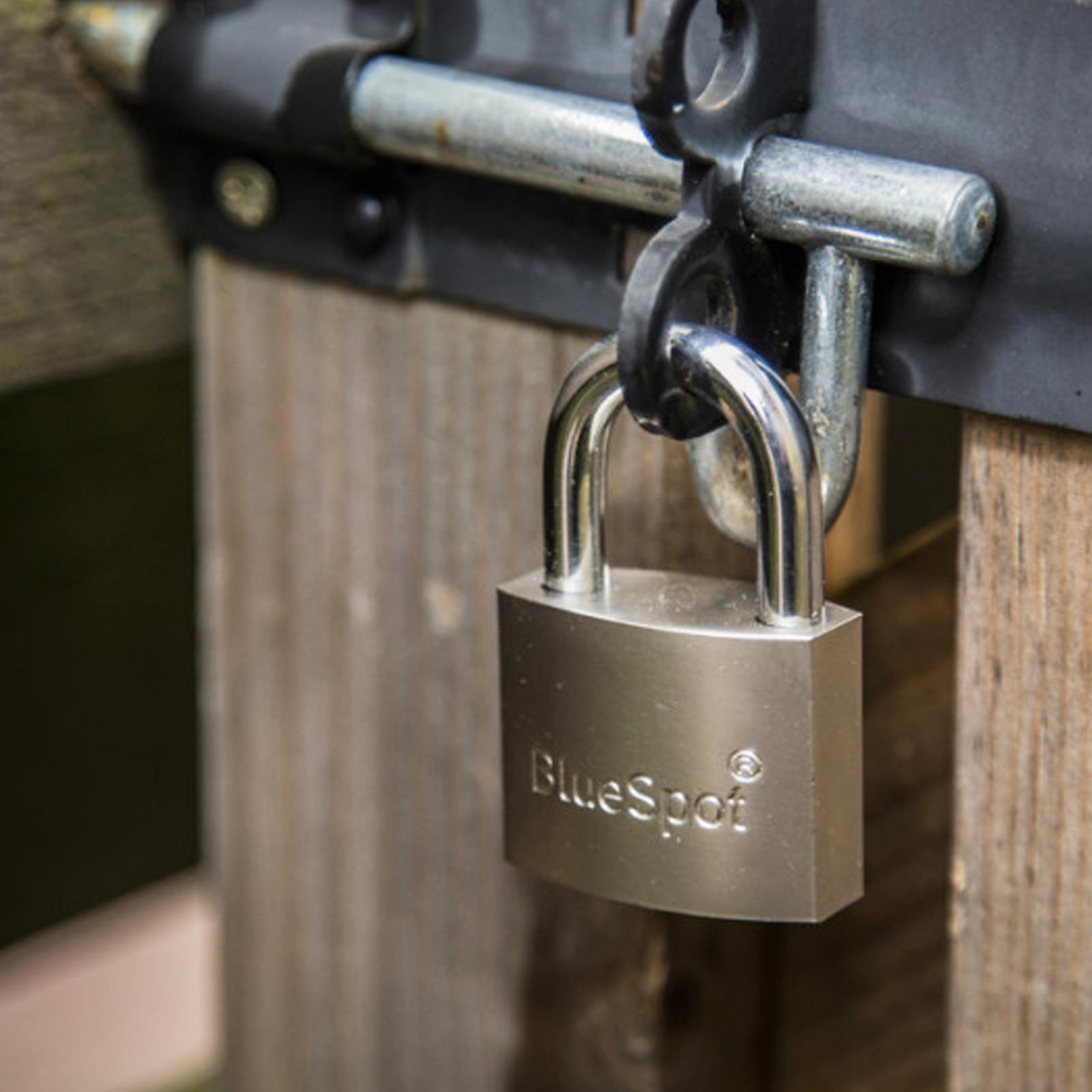 Bluespot 50mm Satin Finish Padlock Hardened Shackle Brass Cylinder 4 Keys