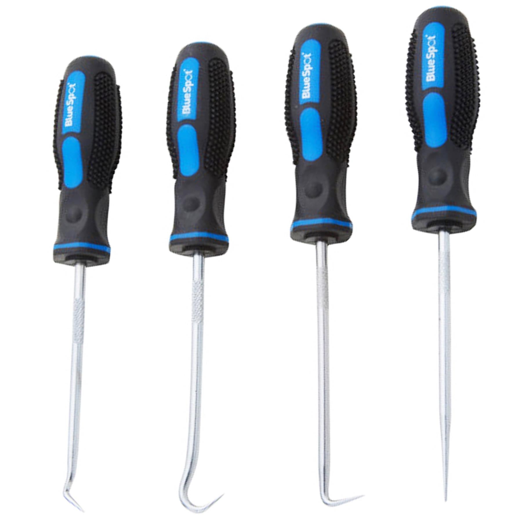BlueSpot 4pc Pick And Hook Probe Set O Ring Seal Remover With Soft Anti Slip